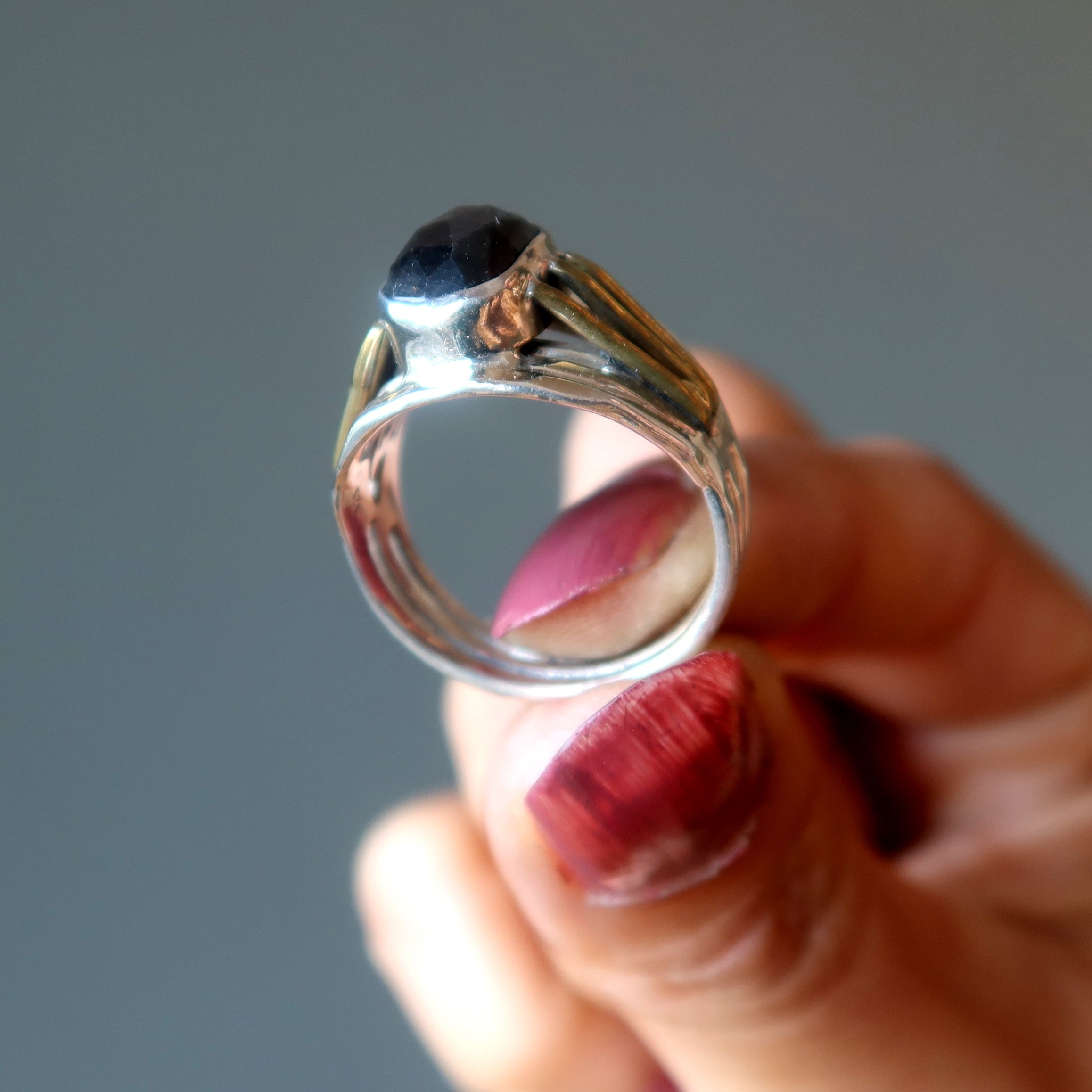 Sapphire Ring Black Bling Sterling Silver Size 8.0