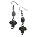 Boucles d'oreilles sardonyx Éléphant puissant Gemme brune rayée