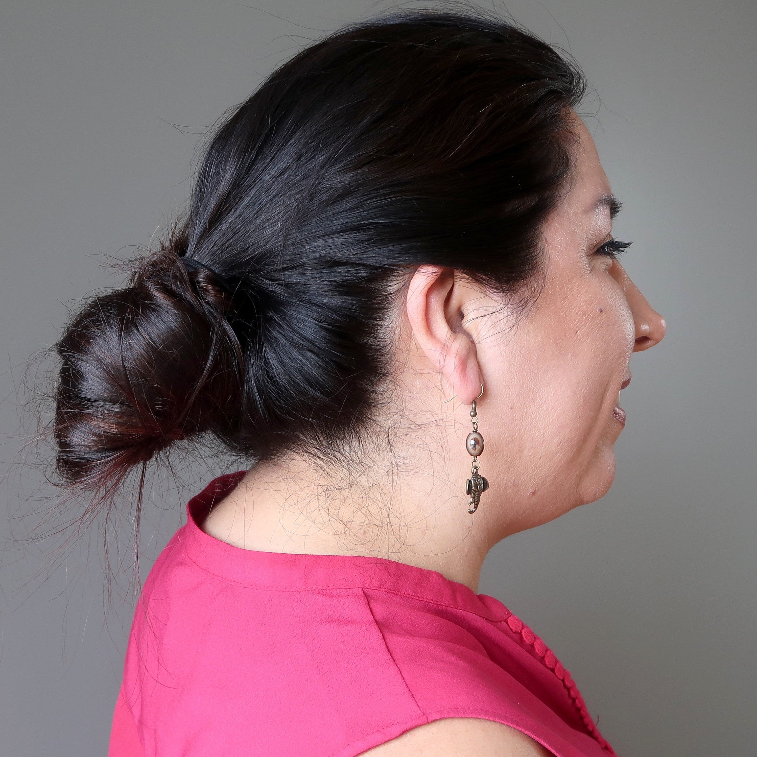 Boucles d'oreilles sardonyx Éléphant puissant Gemme brune rayée