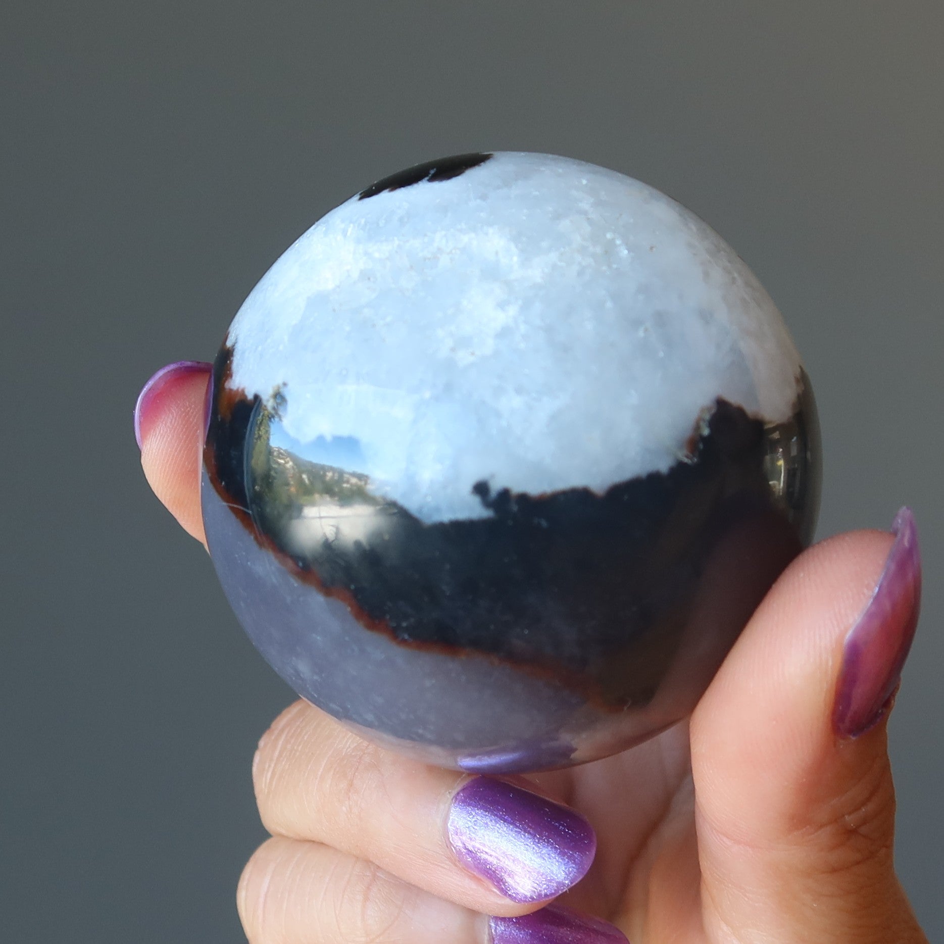 Sardonyx Sphere Brown Cream Aura Saver Crystal Ball