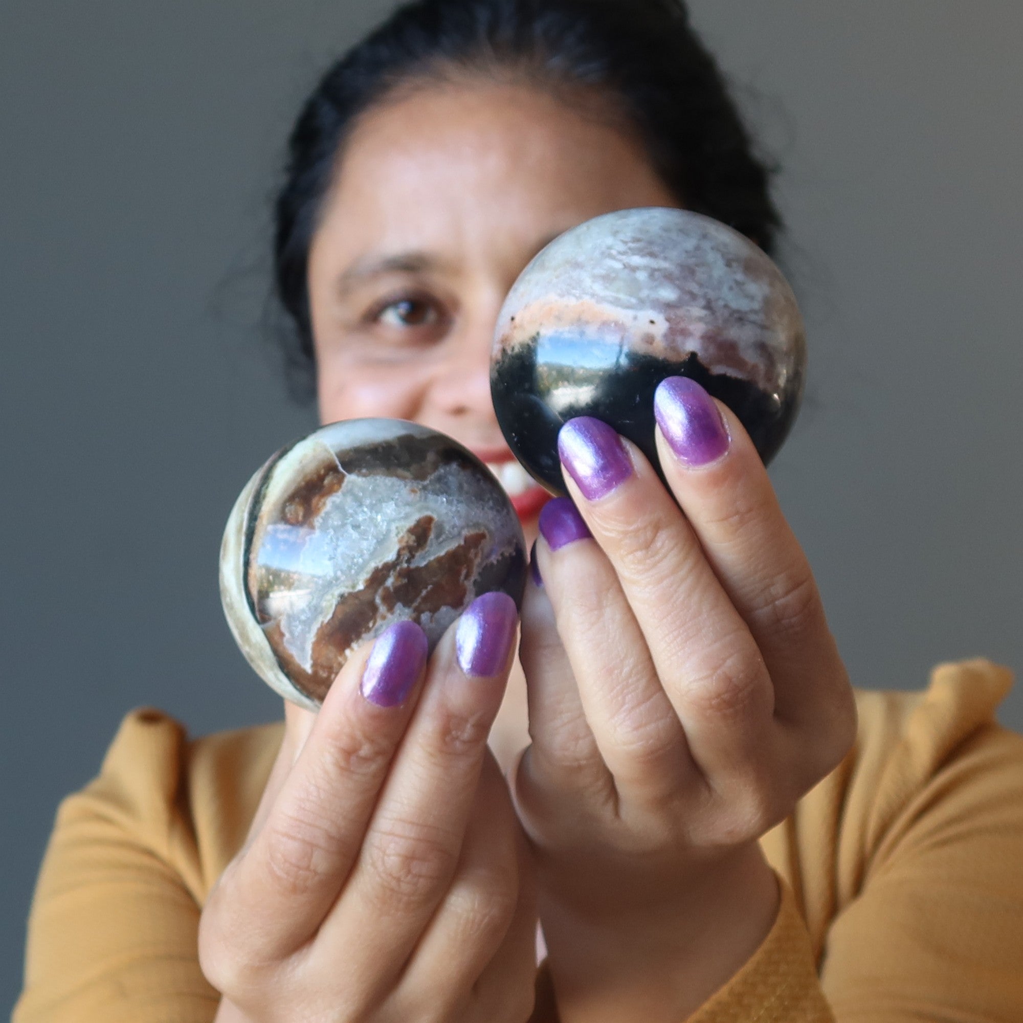 Sardonyx Sphere Brown Cream Aura Saver Crystal Ball