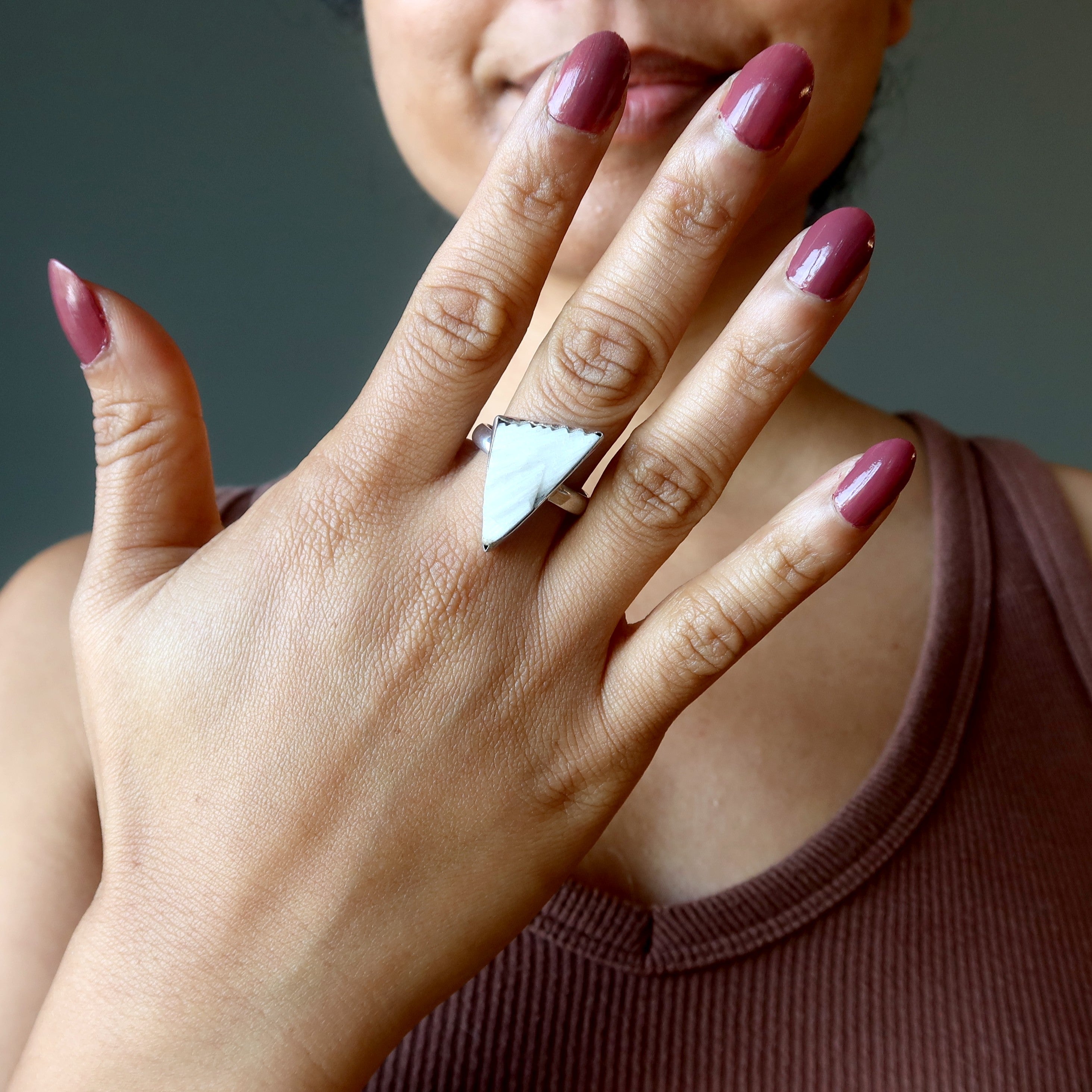 Scolecite Ring Pinnacle Sterling Silver Size 9.0
