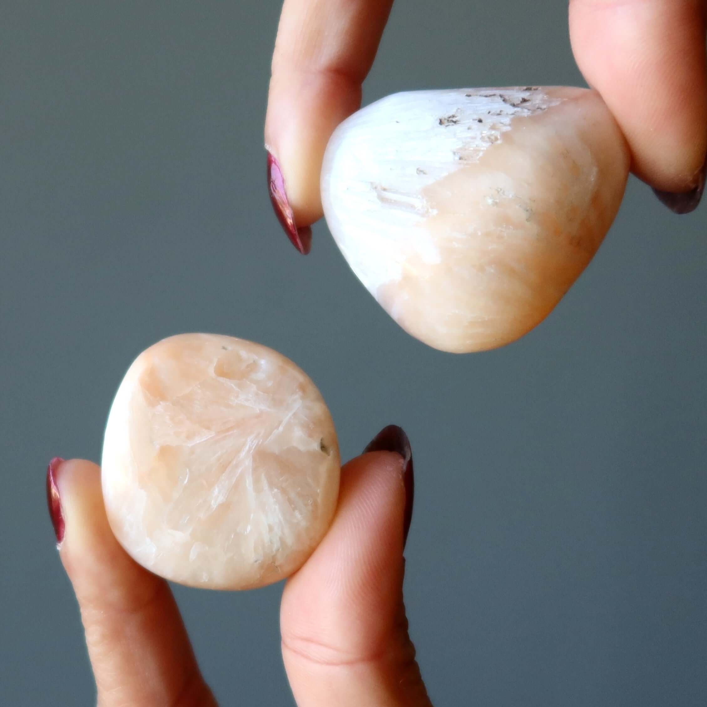 Scolecite Tumbled Stone Orange Quest