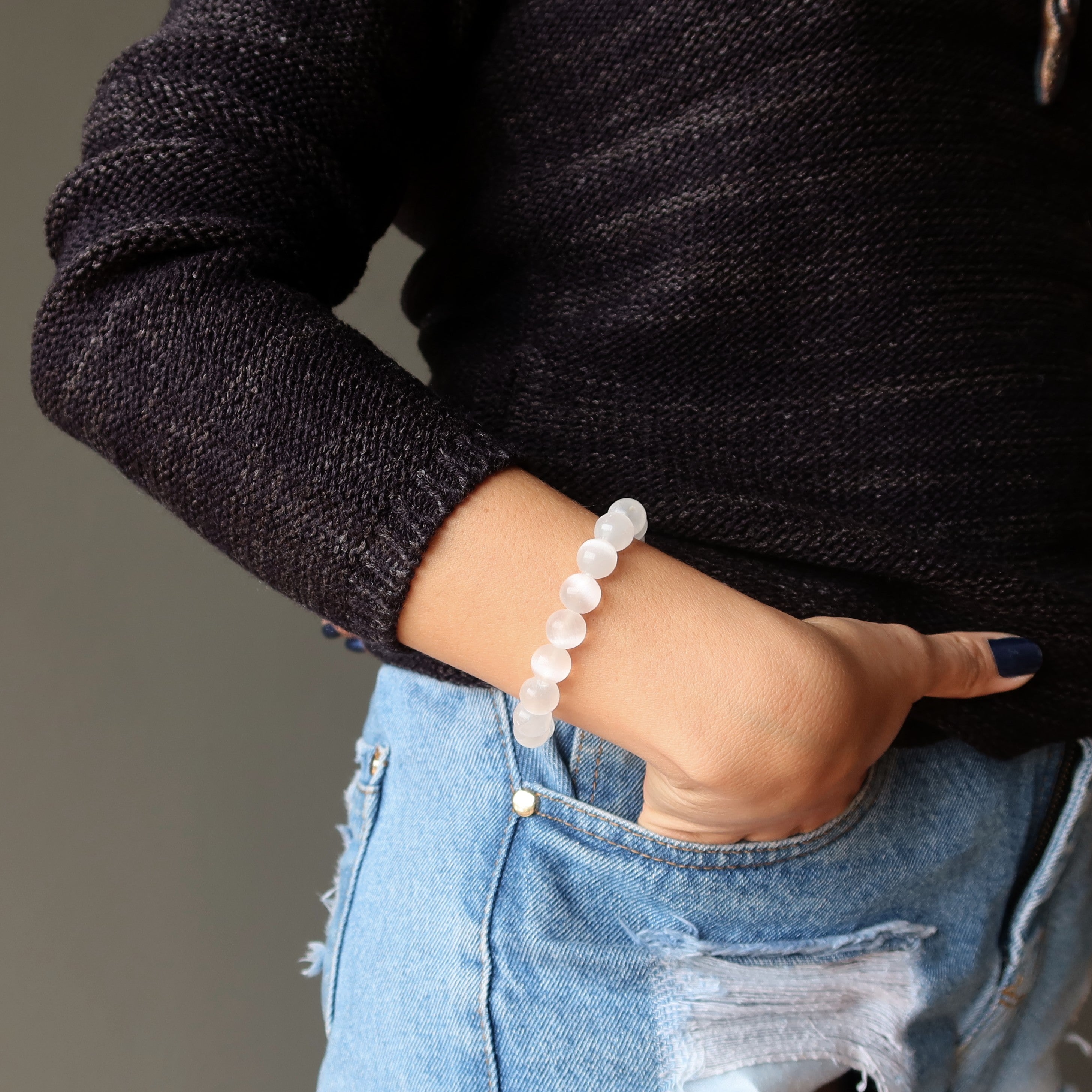 Selenite Bracelet White Moonbeam Light of Hope
