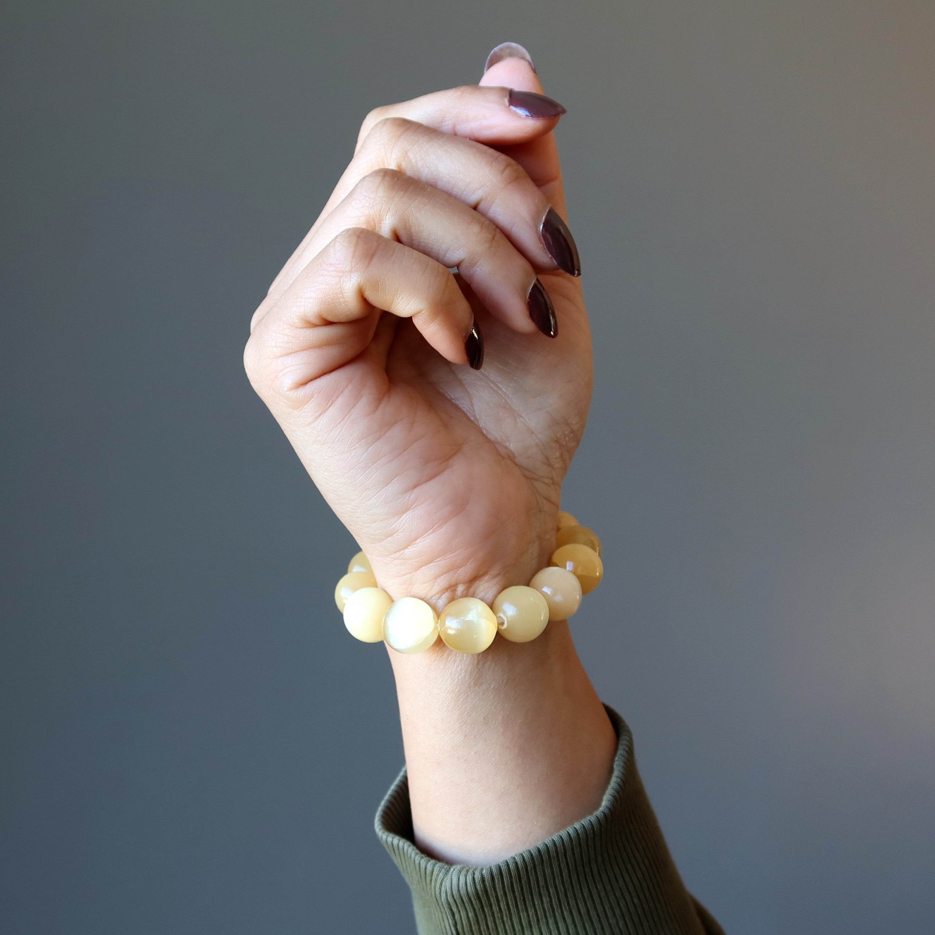 Selenite Bracelet Orange Citrus Energy Burst Beads