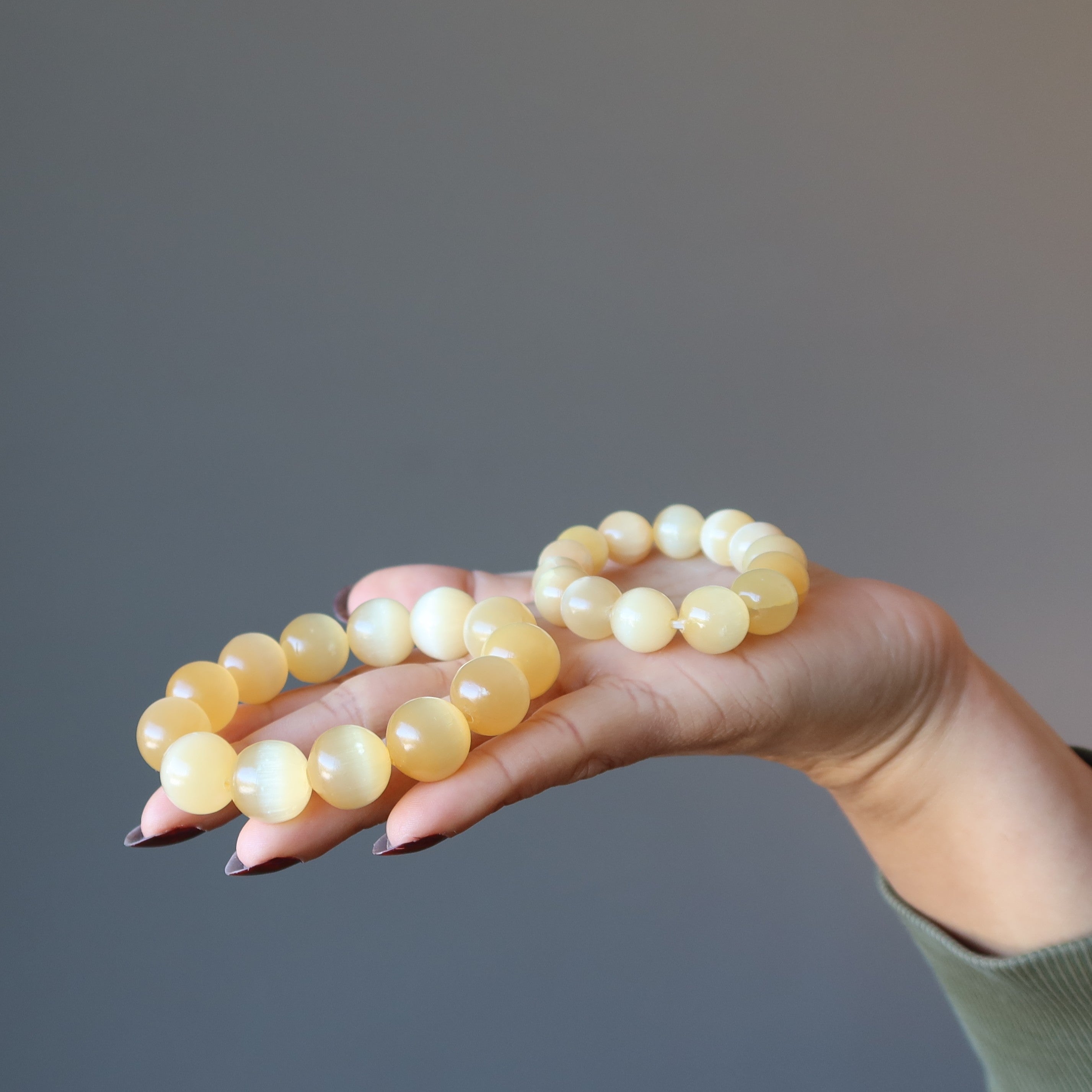 Selenite Bracelet Orange Citrus Energy Burst Beads