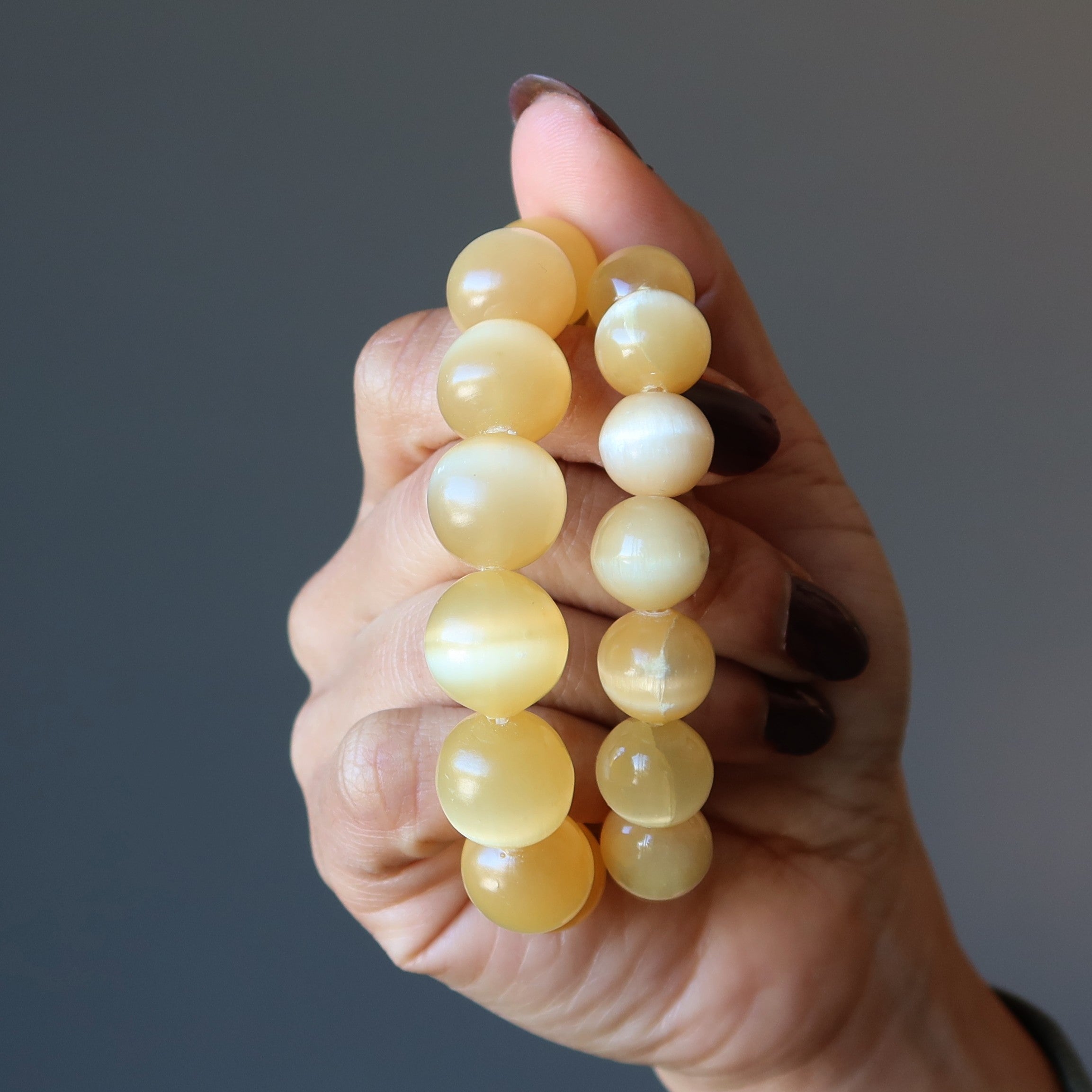 Selenite Bracelet Orange Citrus Energy Burst Beads