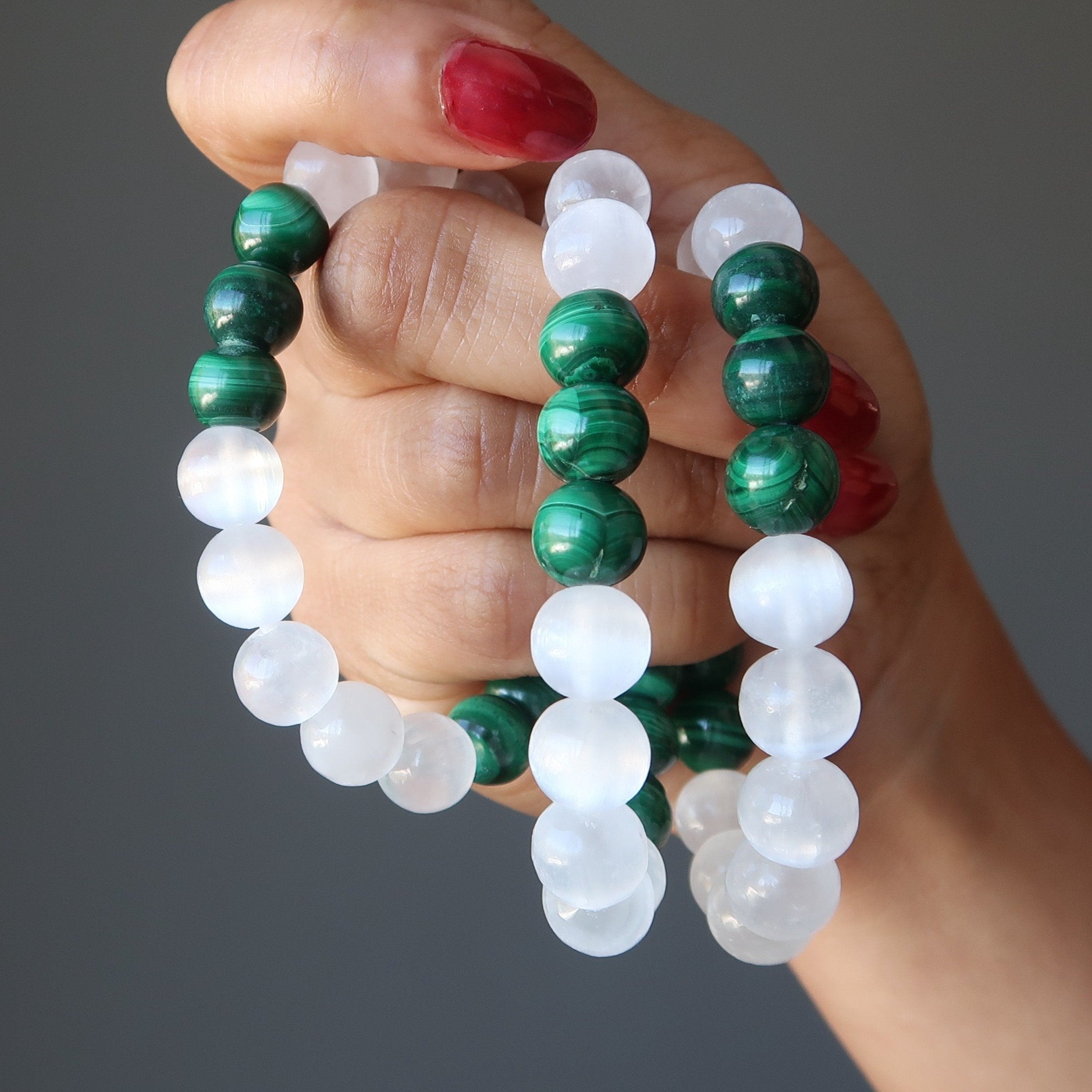 Selenite Bracelet Malachite Soul Shifter Stones