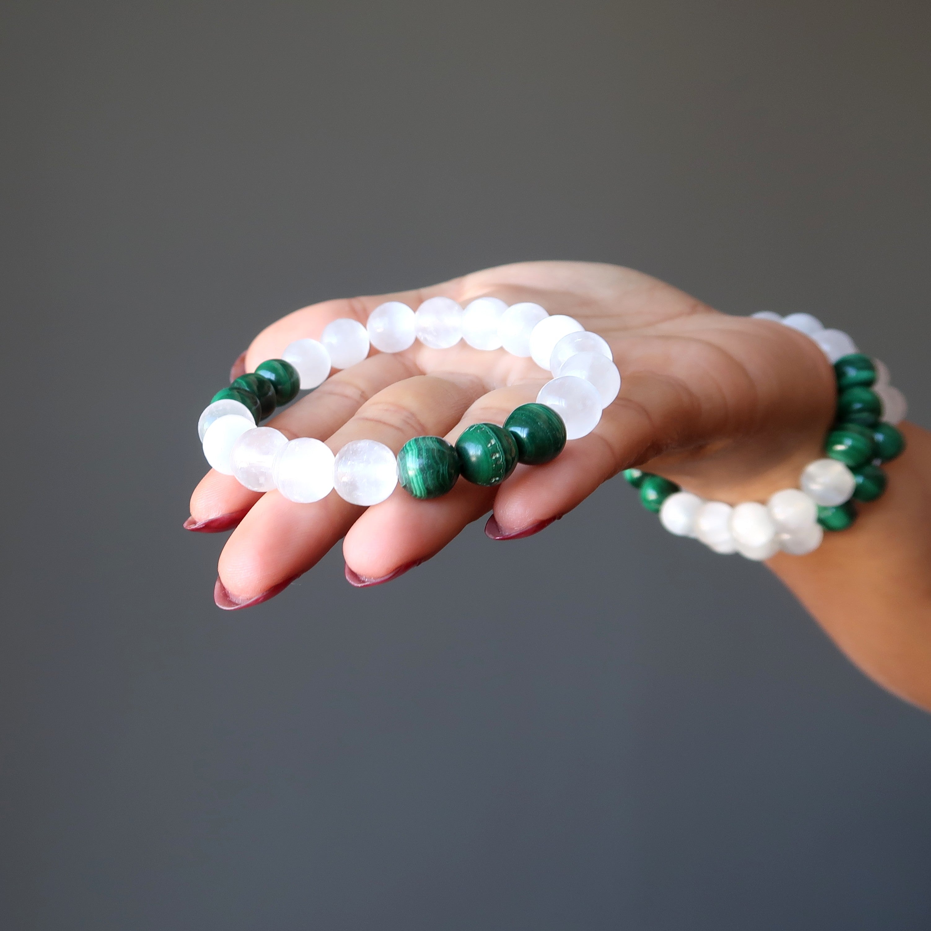 Selenite Bracelet Malachite Soul Shifter Stones