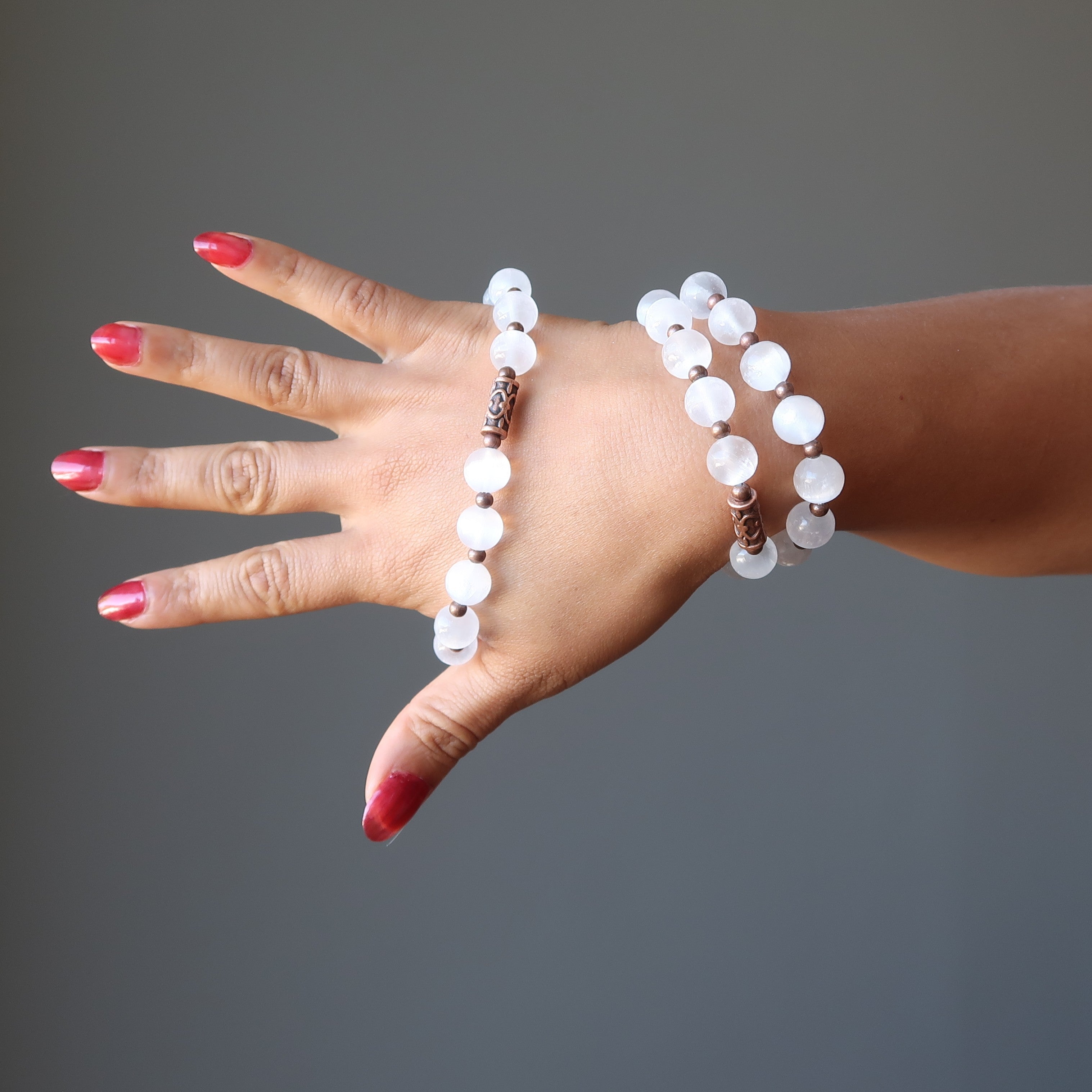 Bracelet en Sélénite "Ancienne Radiance" en Cuivre Vieilli