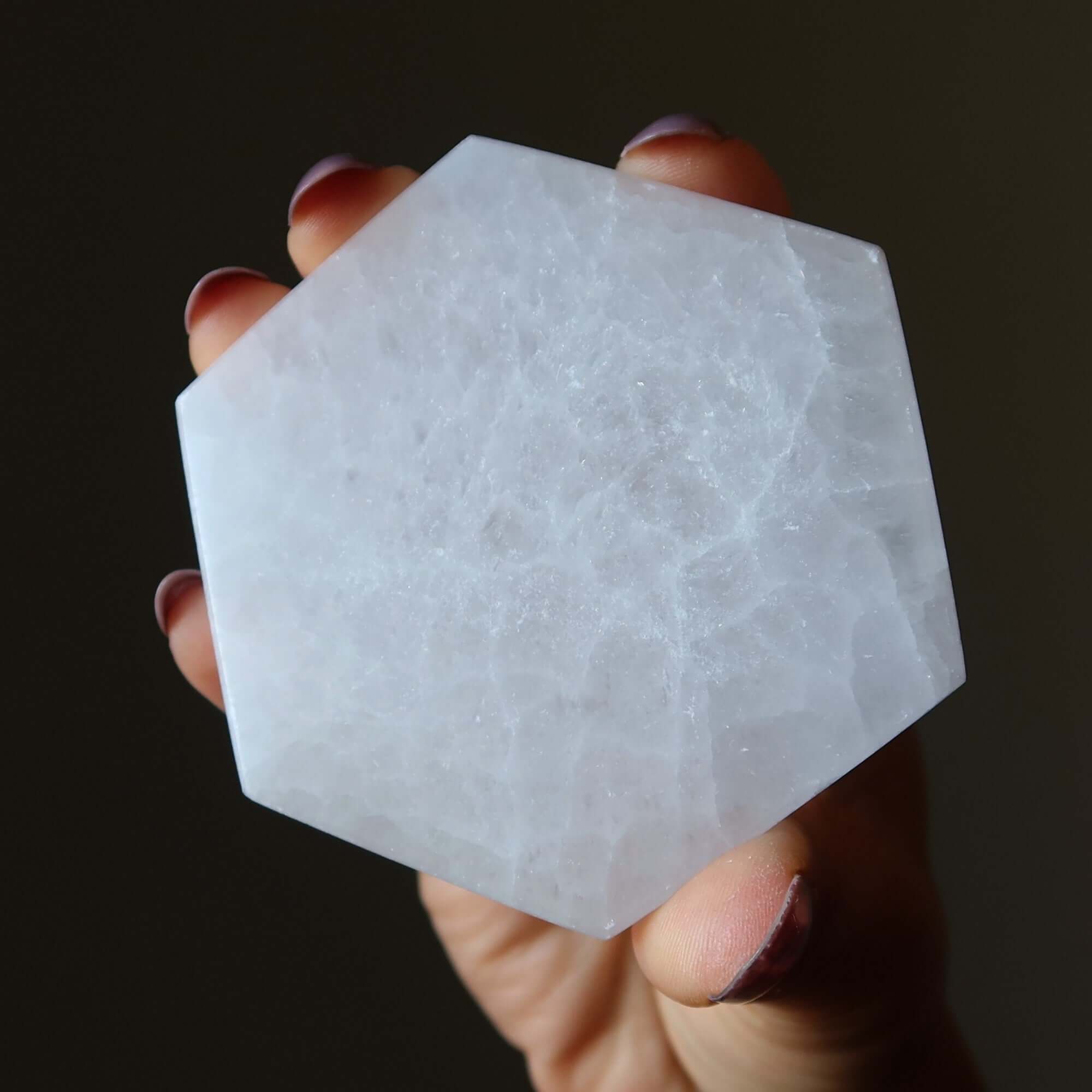 Selenite Charger White Hexagon Energy Portal
