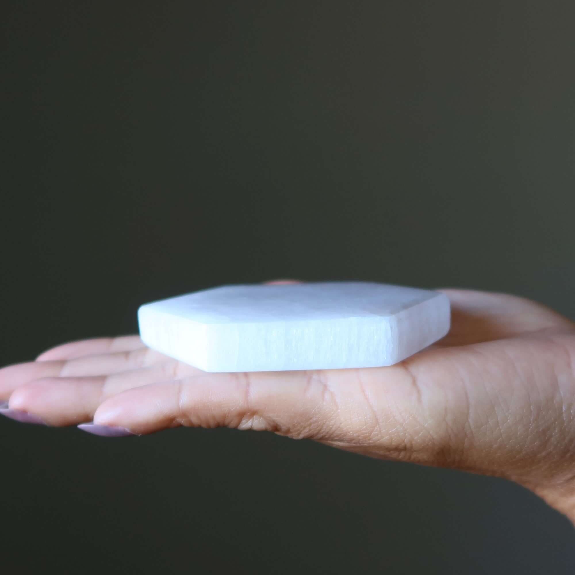 Selenite Charger White Hexagon Energy Portal