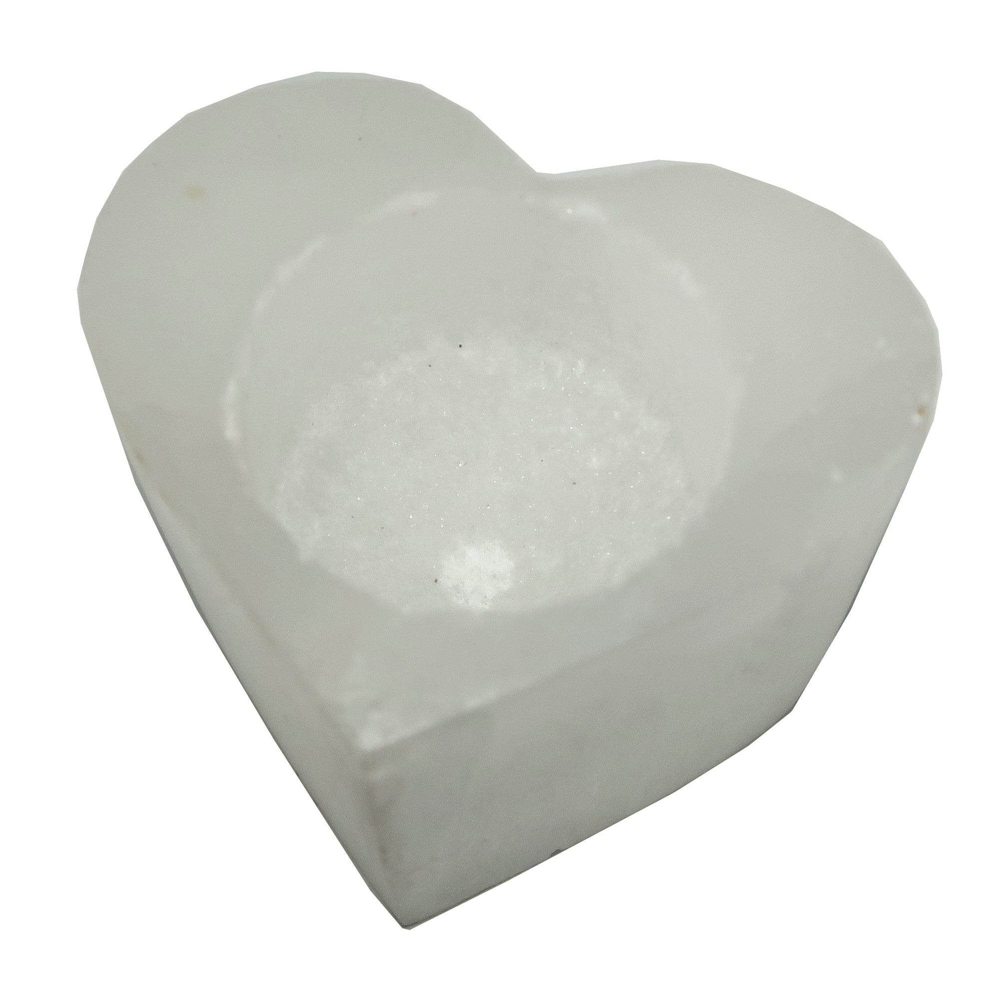 Selenite Candle Holder Warm Love Glow Heart Charger Cleanser
