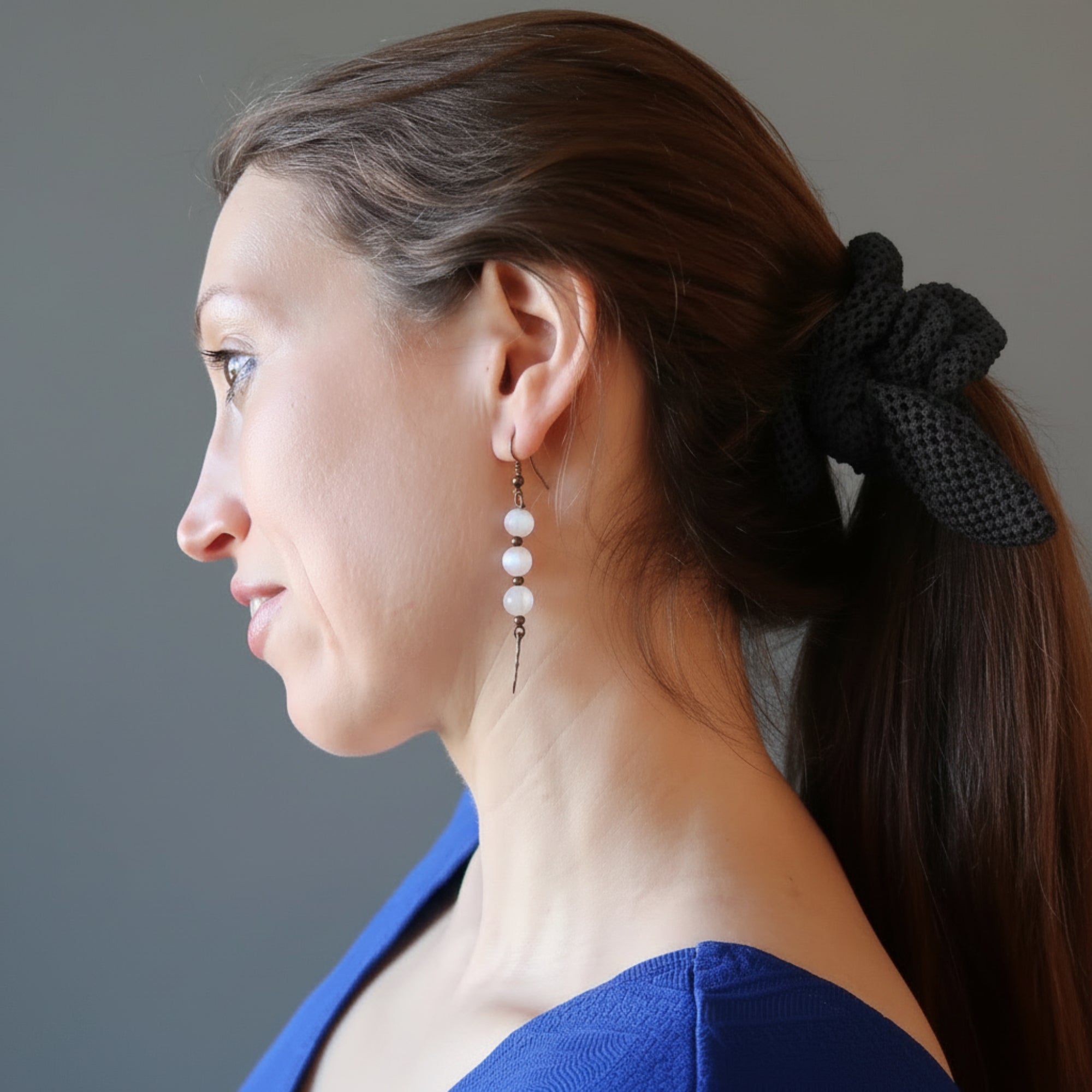 Boucles d'oreilles Sélénite Déesse Pierres blanches de lune