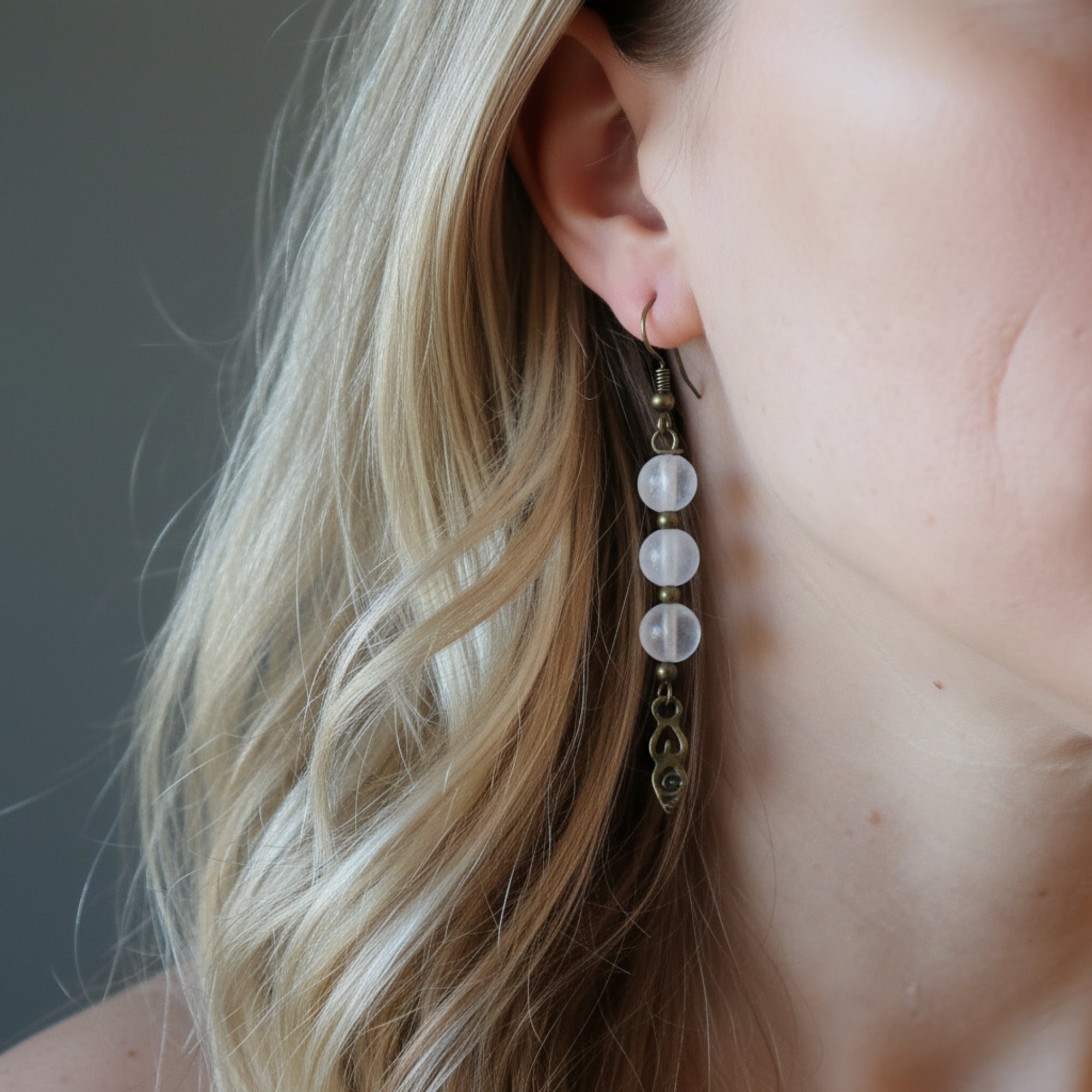Boucles d'oreilles Sélénite Déesse Pierres blanches de lune
