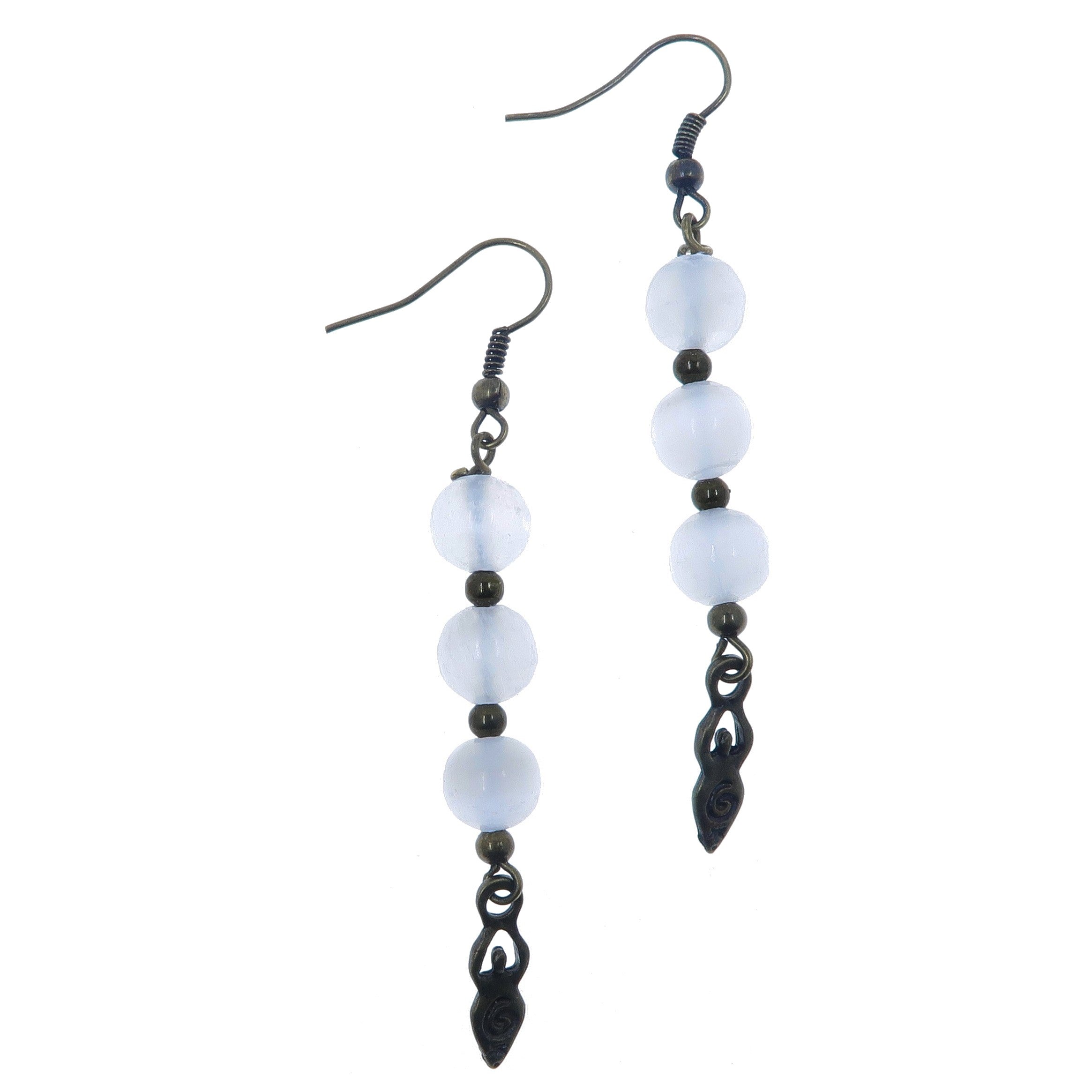 Boucles d'oreilles Sélénite Déesse Pierres blanches de lune