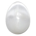 Œuf en sélénite, gypse fibreux blanc satiné lumineux, pierre de méditation