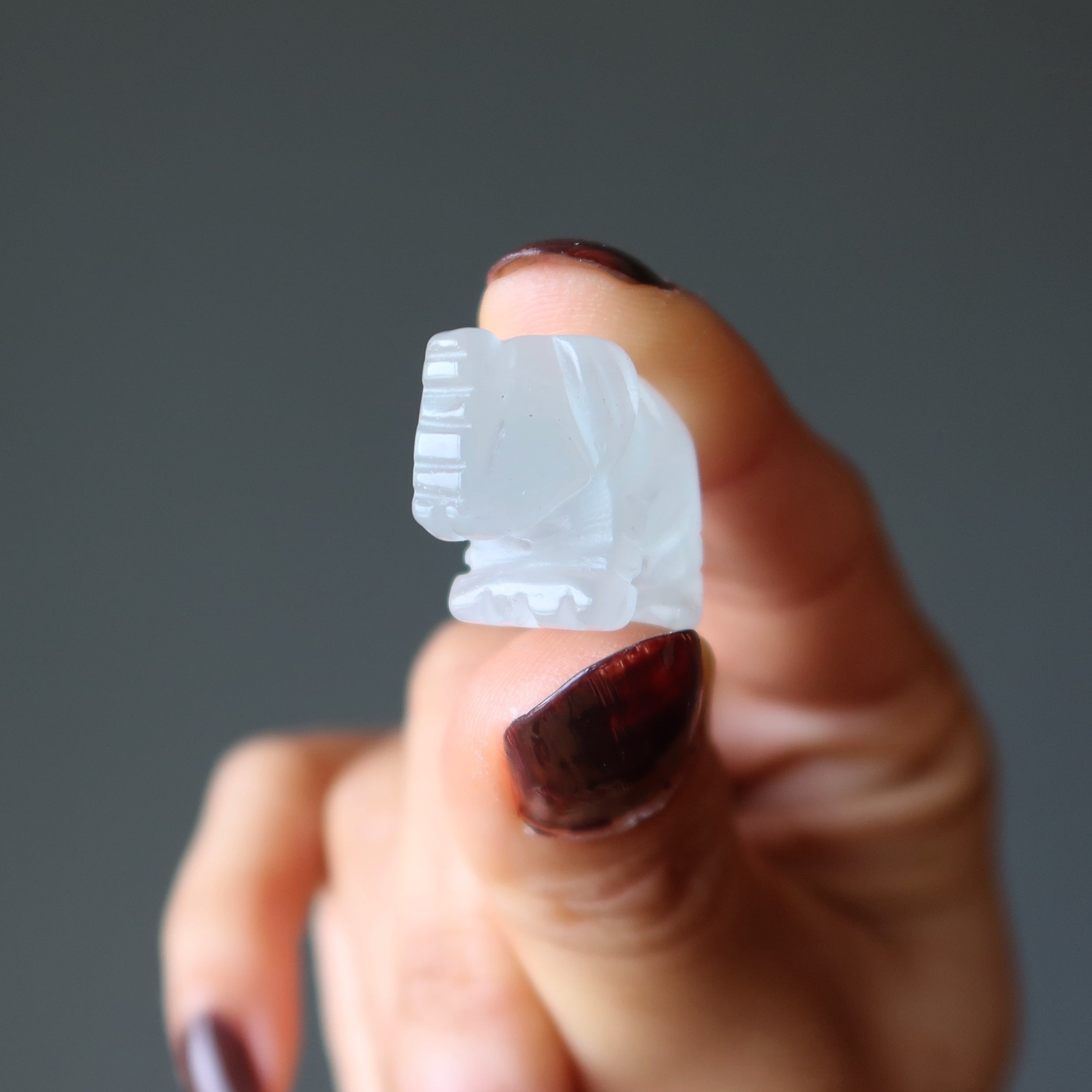 Selenite Elephant 1" Miniature Animal Lucky Satin Spar