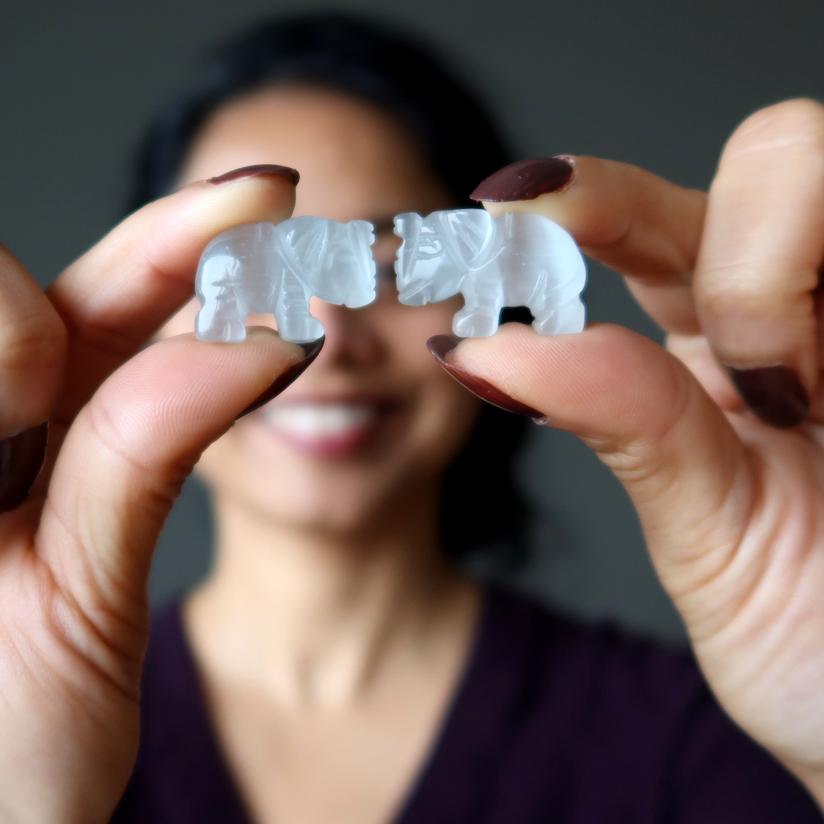 Selenite Elephant 1" Miniature Animal Lucky Satin Spar