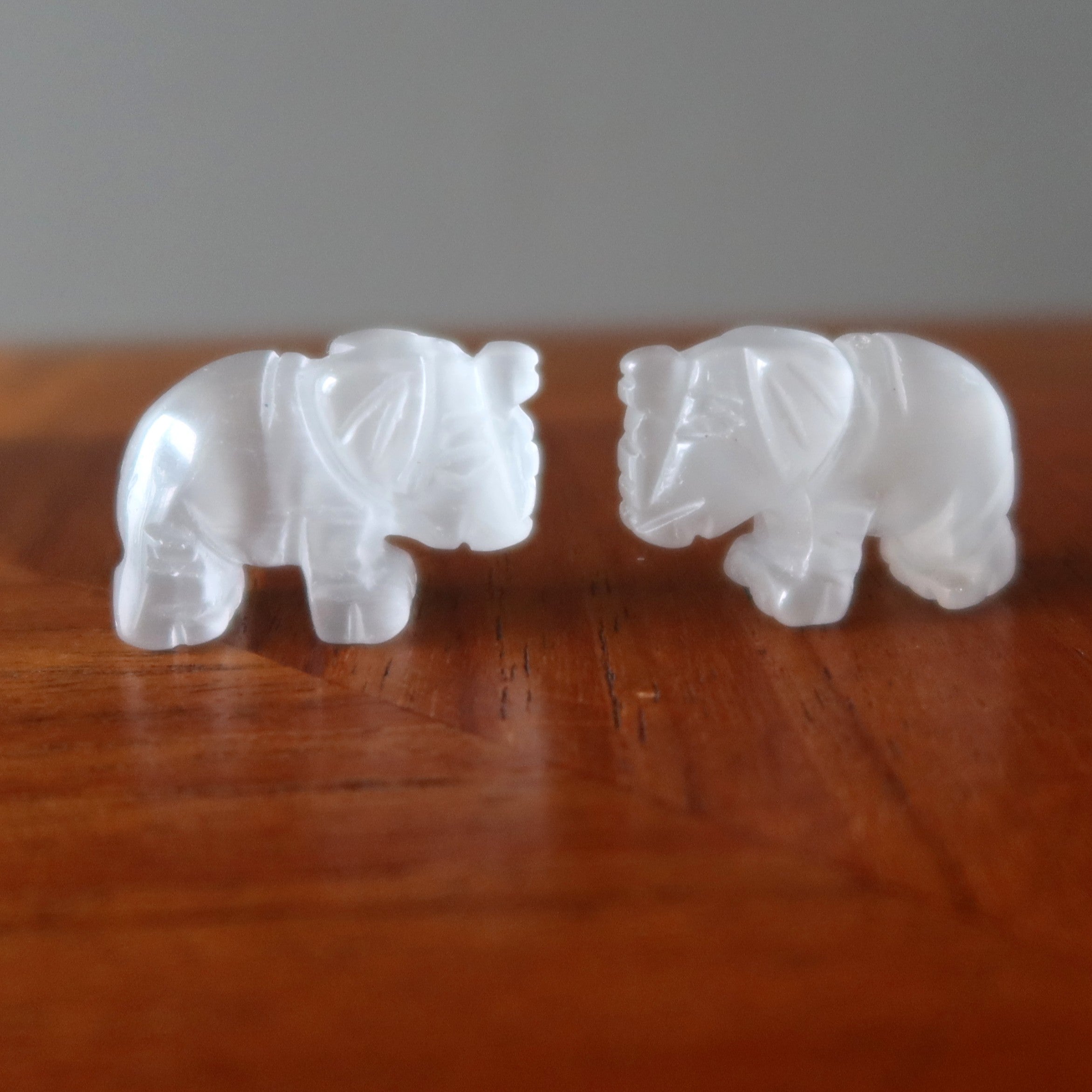 Selenite Elephant 1" Miniature Animal Lucky Satin Spar