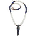 Selenite Necklace Goddess Moon Blue Ocean Sodalite