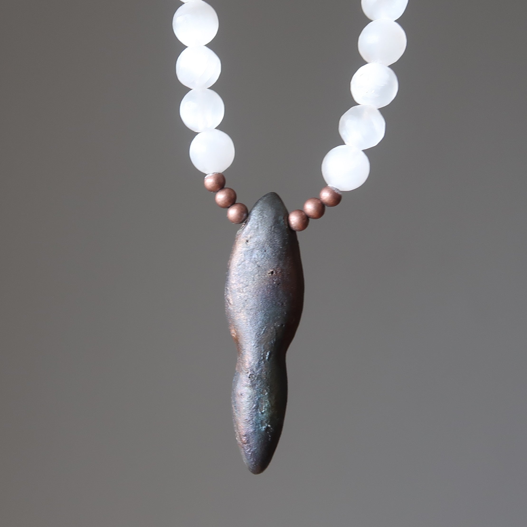 Selenite Necklace Goddess Moon Blue Ocean Sodalite