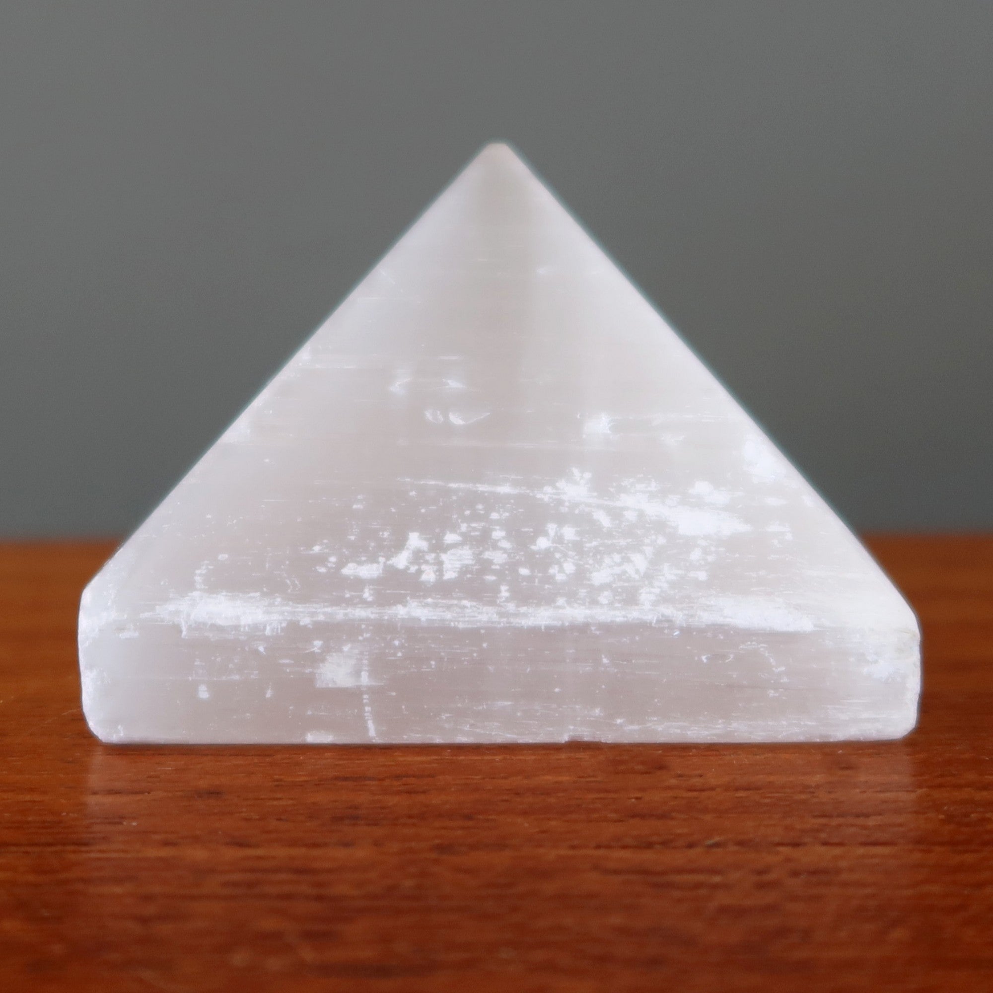 Selenite Pyramid White Moonbeams Crystal