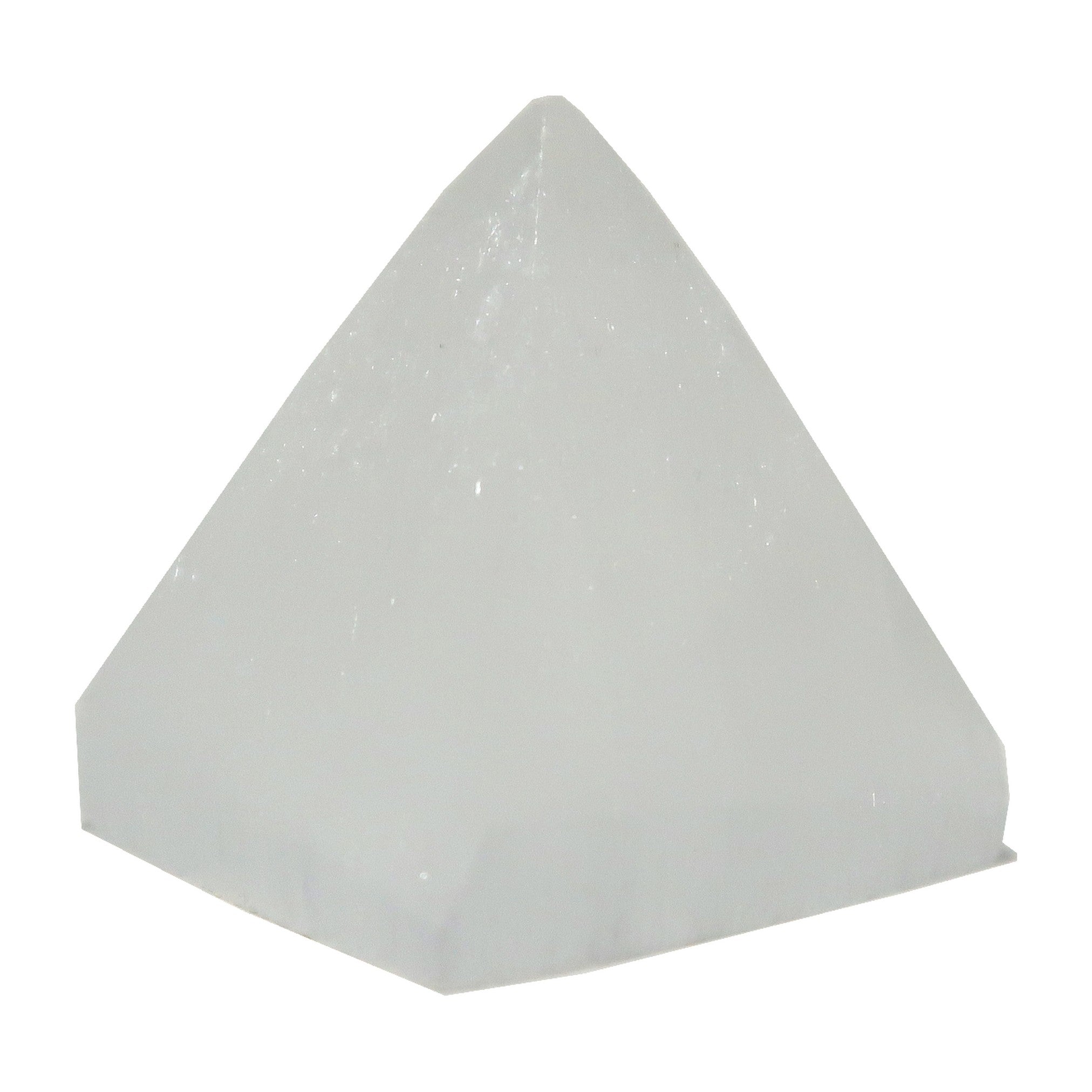 Selenite Pyramid White Moonbeams Crystal