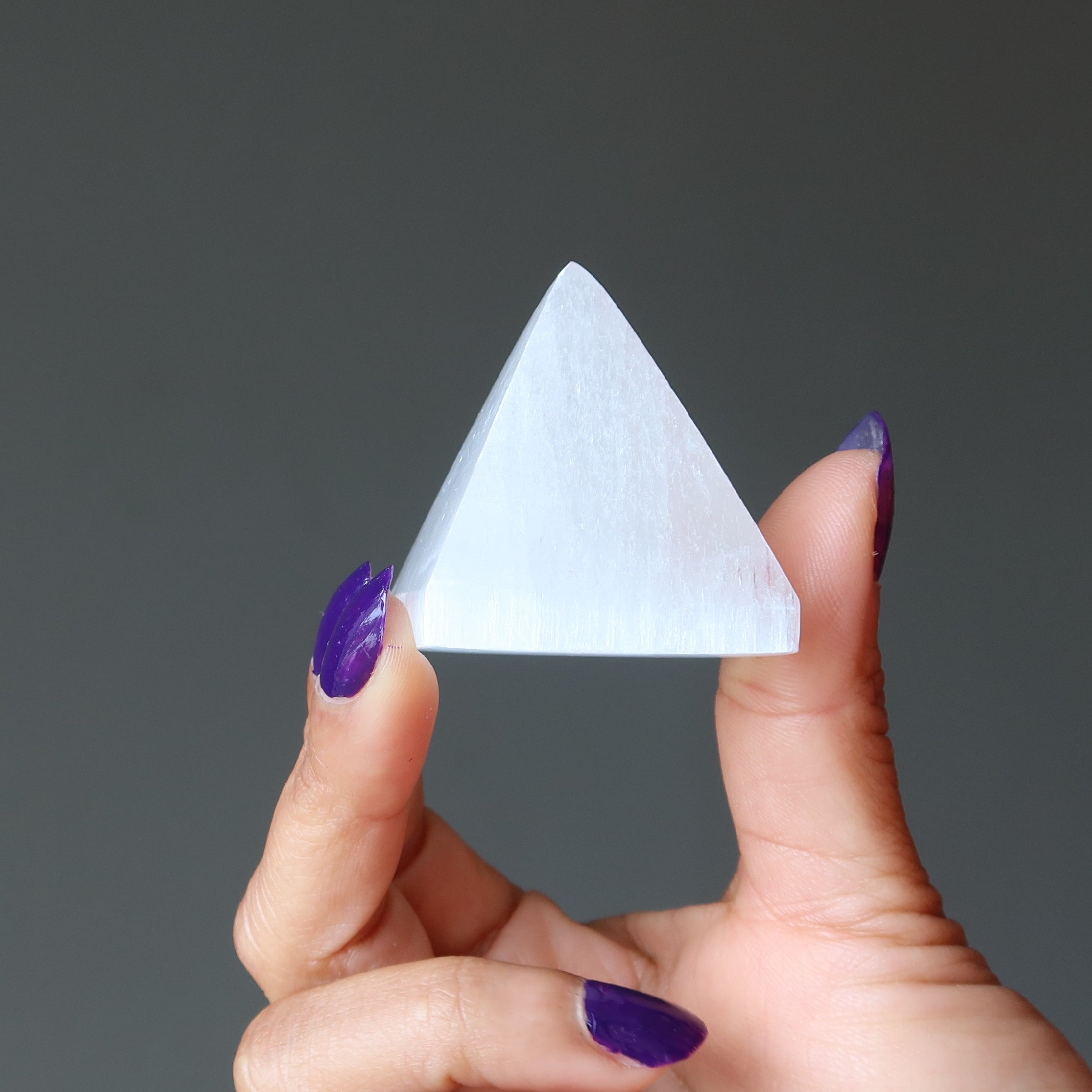 Selenite Pyramid White Moonbeams Crystal