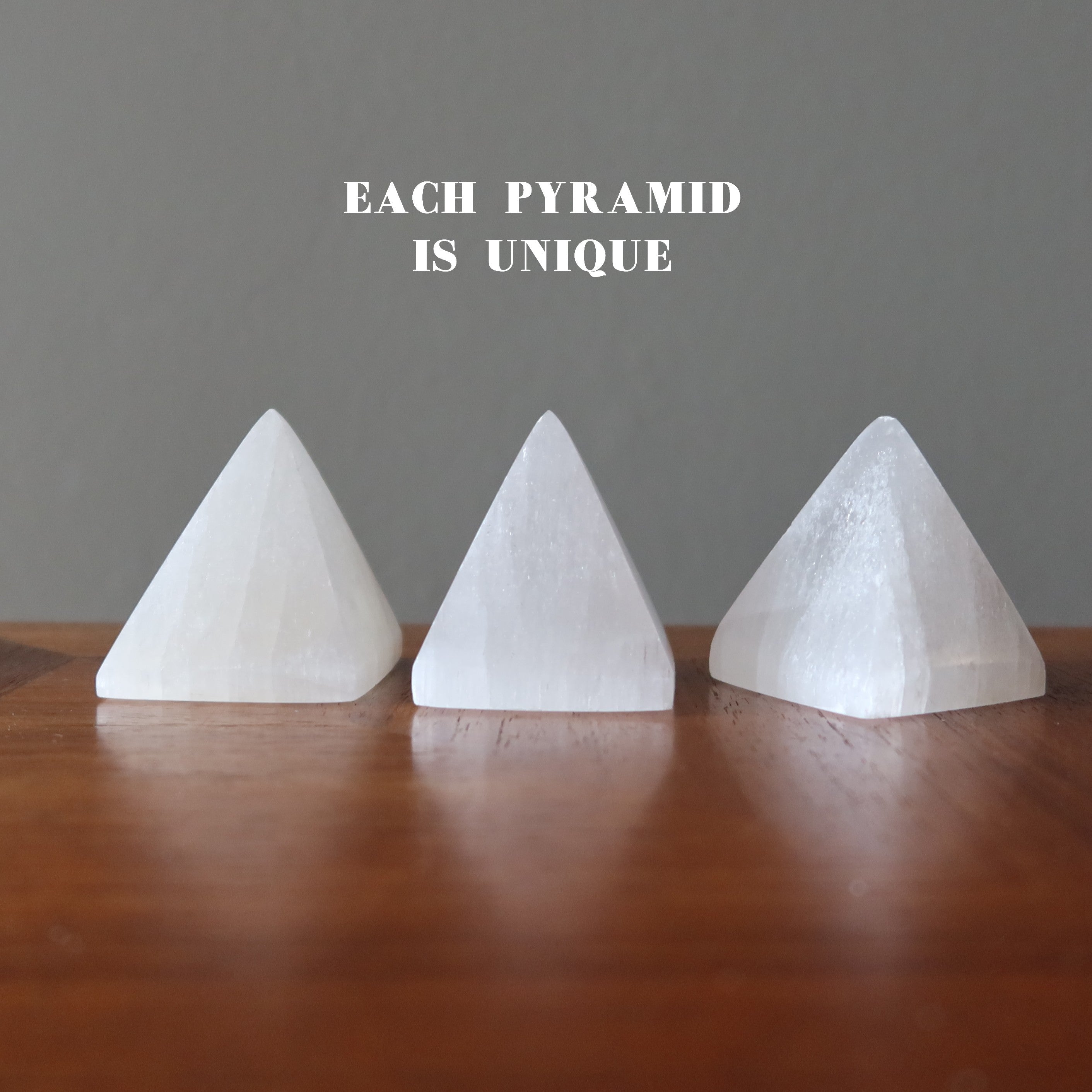 Selenite Pyramid White Moonbeams Crystal