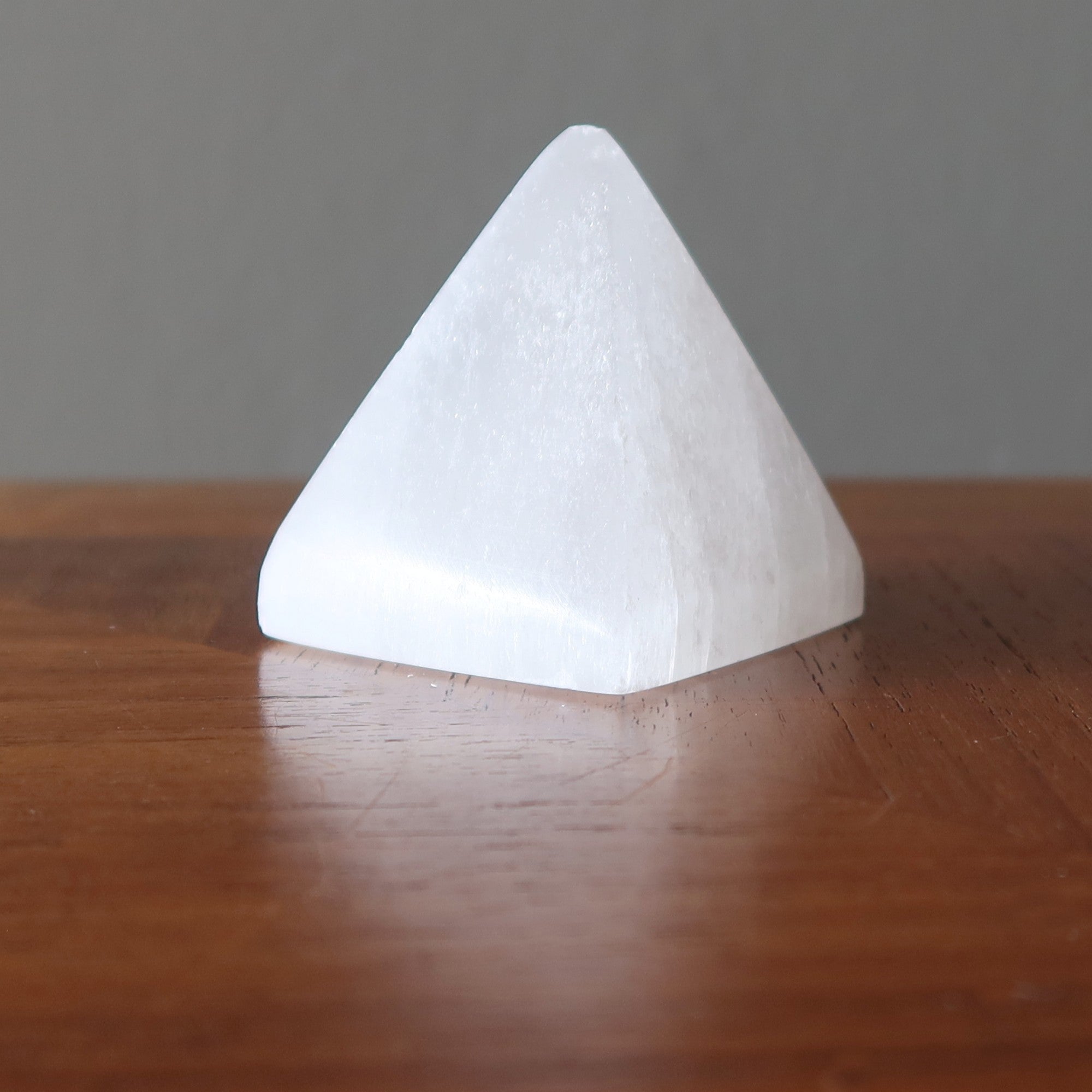 Selenite Pyramid White Moonbeams Crystal