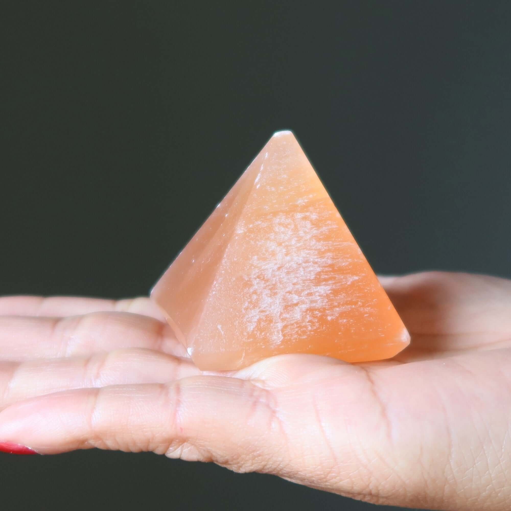 Selenite Pyramid Energetic Orange Sun Salutation Sacred Stone