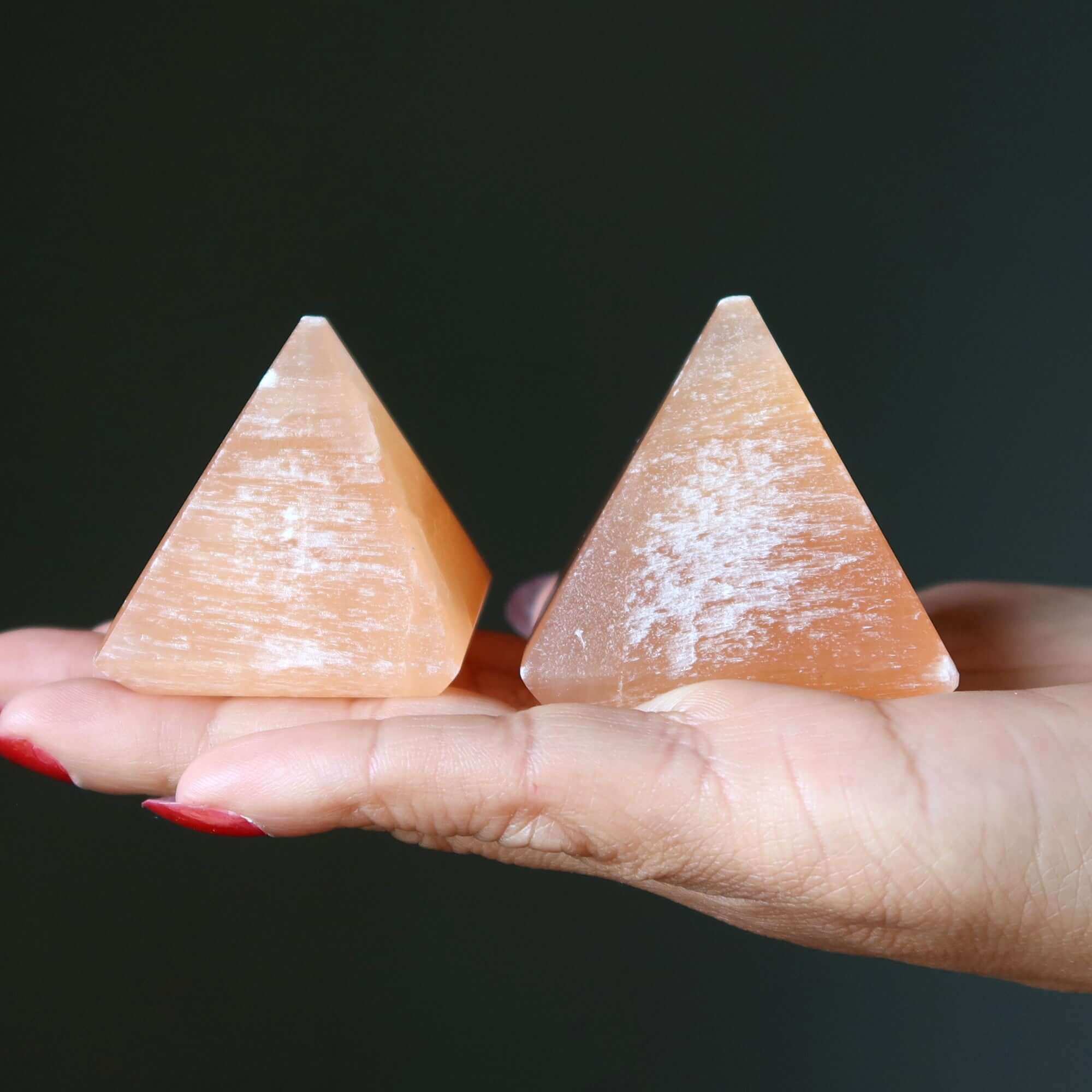 Selenite Pyramid Energetic Orange Sun Salutation Sacred Stone