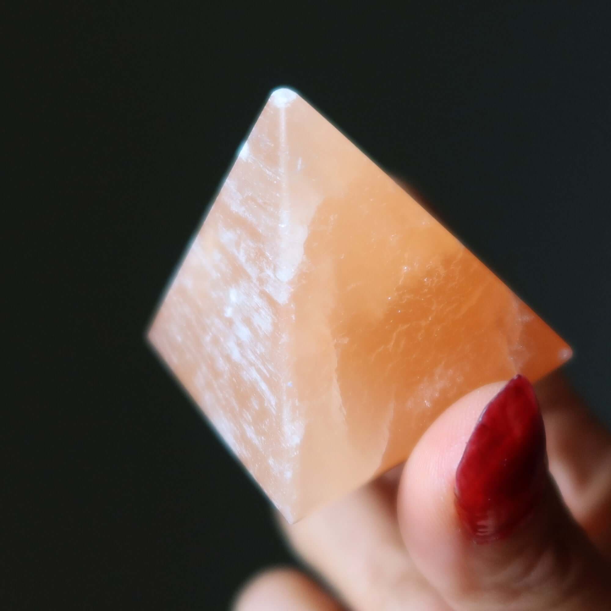 Selenite Pyramid Energetic Orange Sun Salutation Sacred Stone