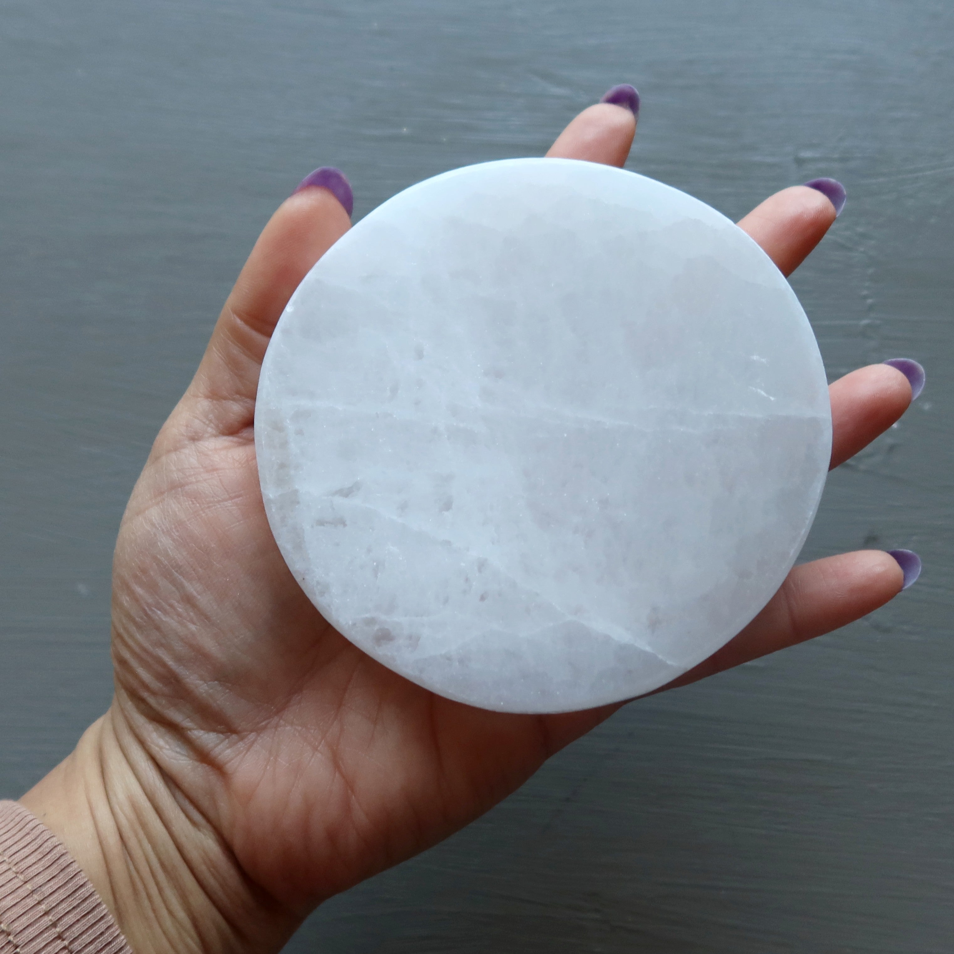 Chargeur Sélénite Cercle Blanc Pleine Lune Plaque en Cristal