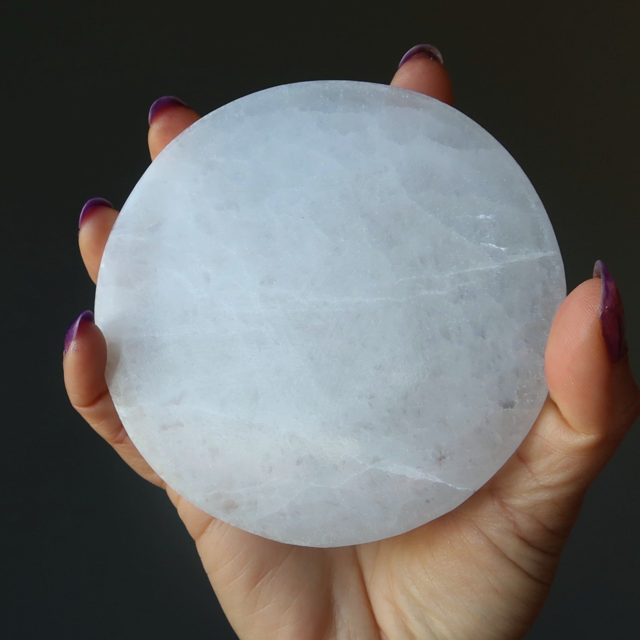 Chargeur Sélénite Cercle Blanc Pleine Lune Plaque en Cristal
