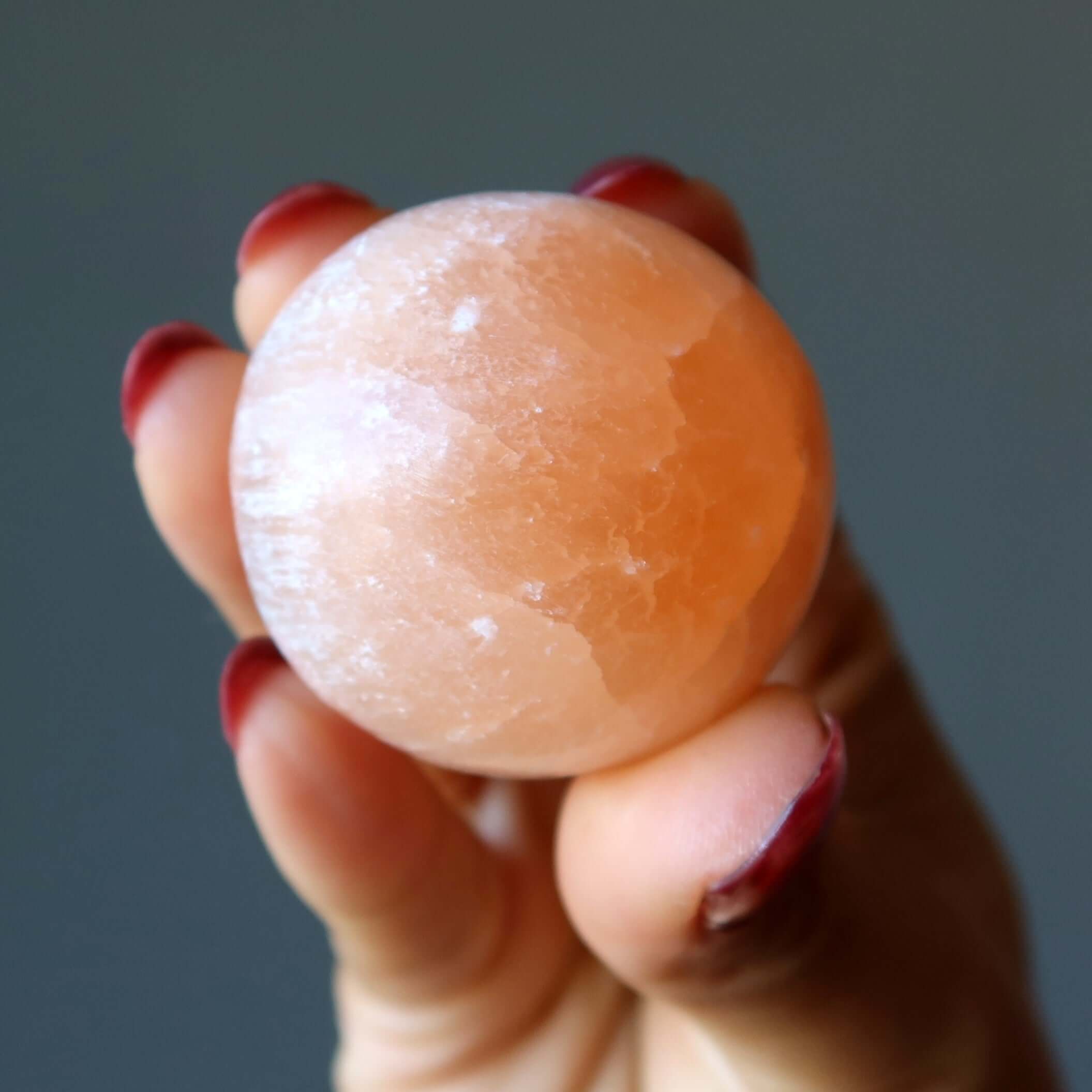 Orange Selenite Sphere Natural Energy Cleansing Crystal Ball