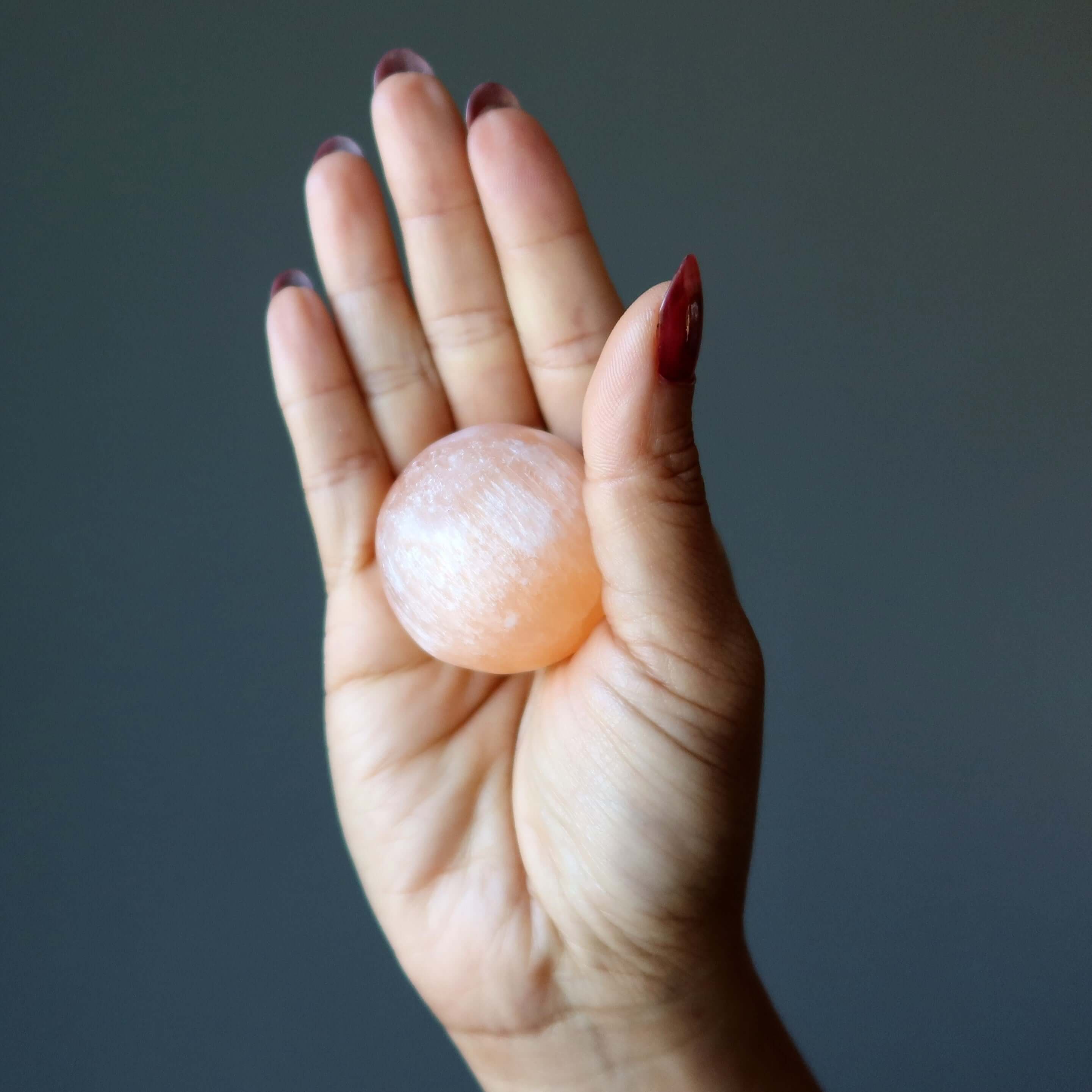 Orange Selenite Sphere Natural Energy Cleansing Crystal Ball