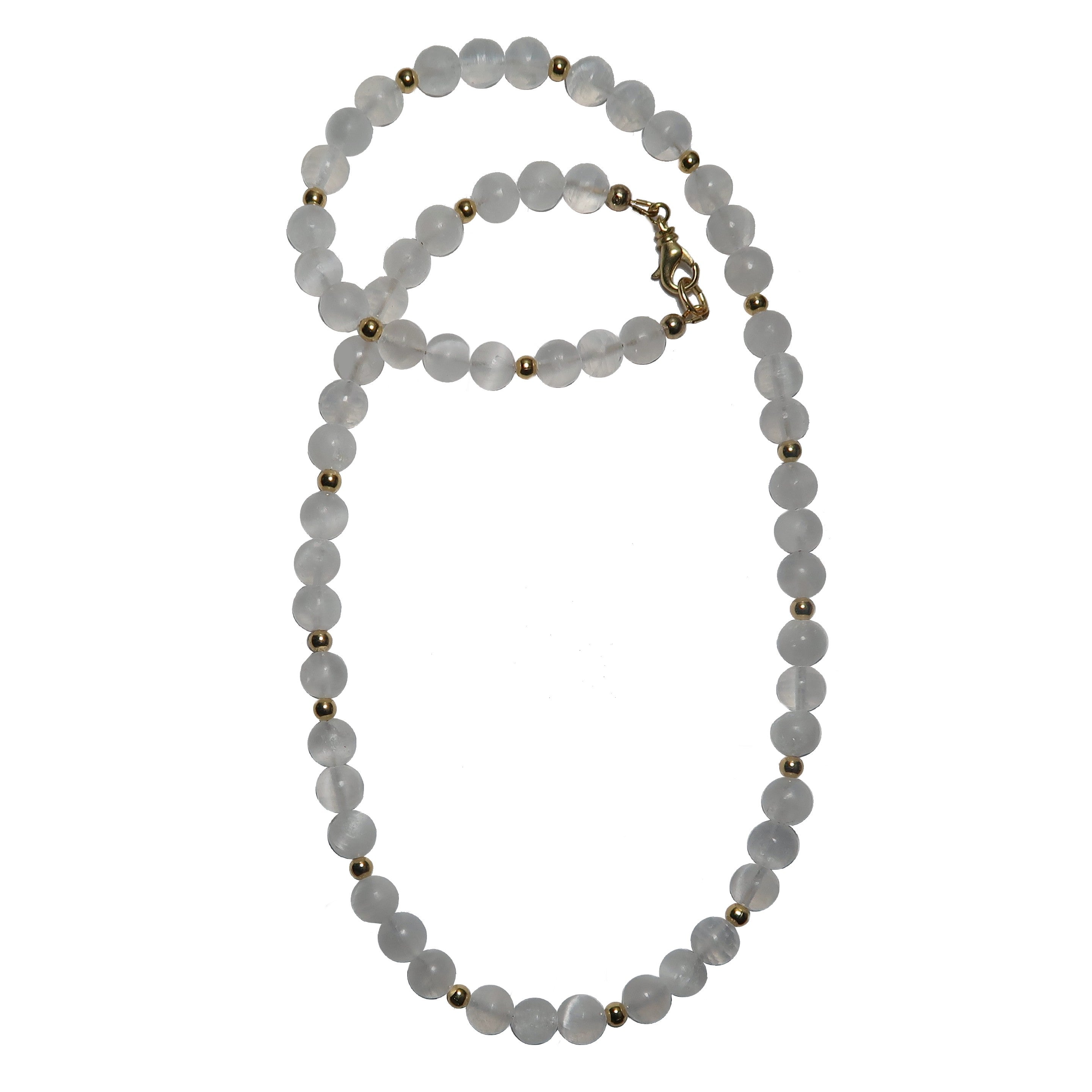 Selenit-Halskette Moderne Eleganz Perlenakzent Gold