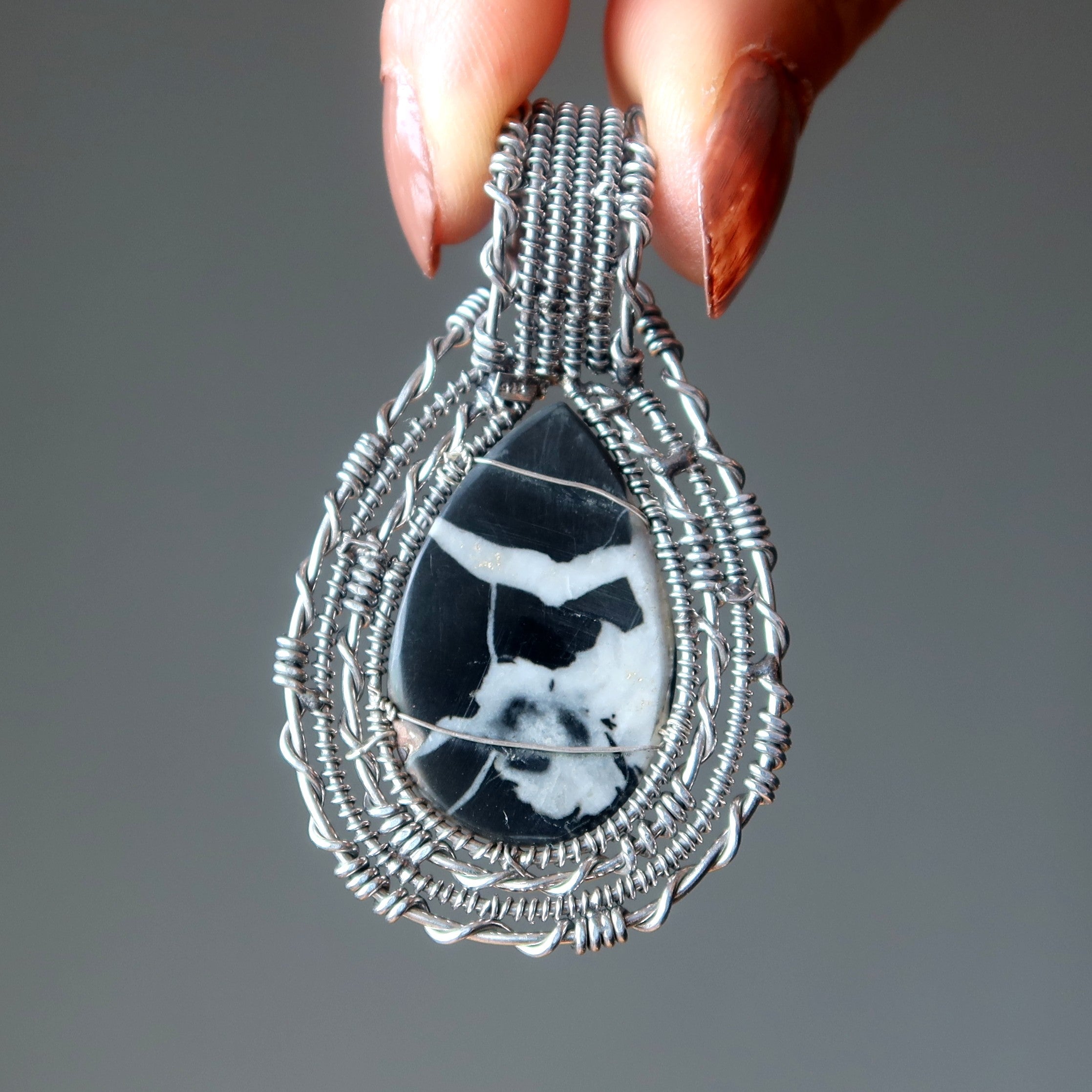 Septarian Pendant White Dragon in the Night Protection Stone