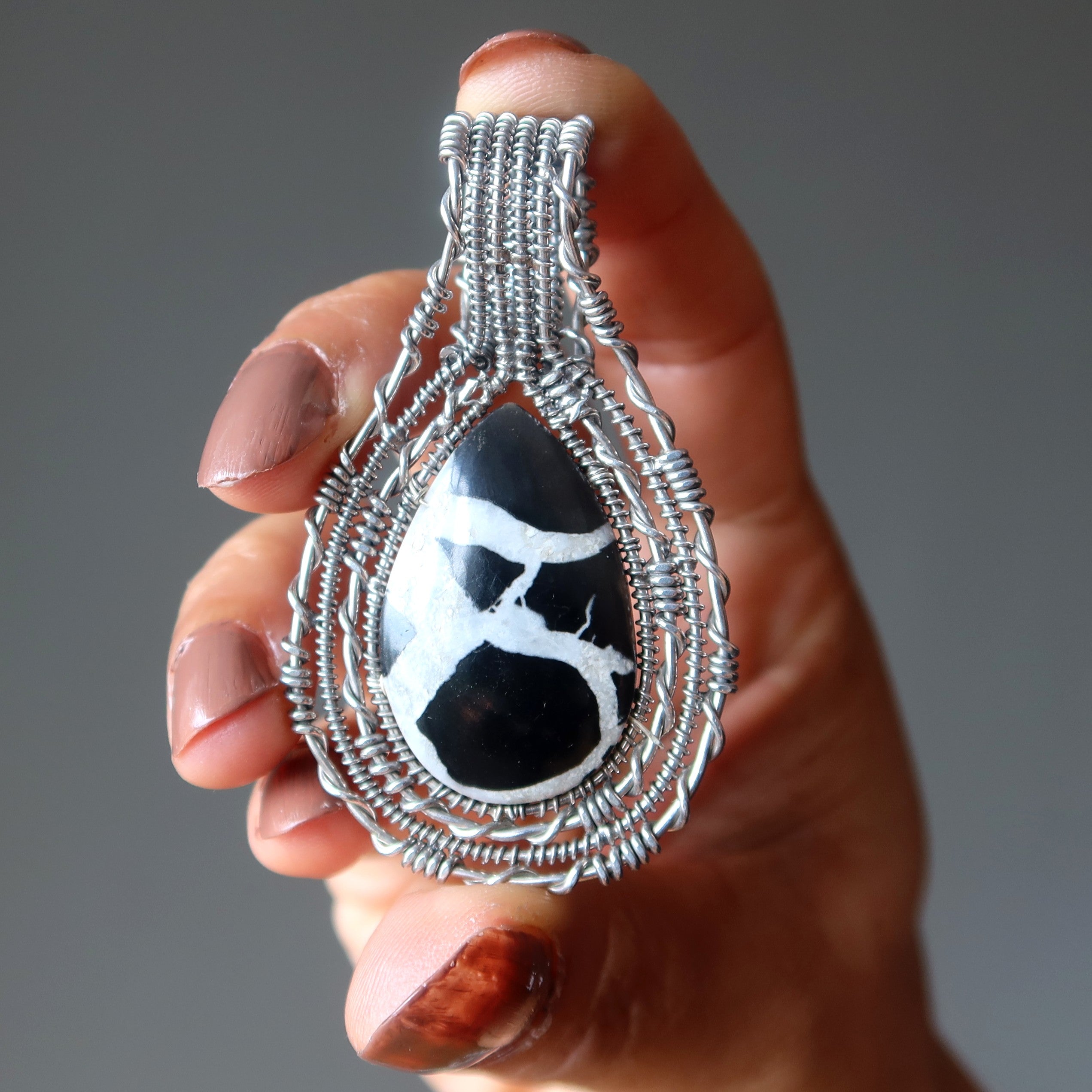 Septarian Pendant White Dragon in the Night Protection Stone