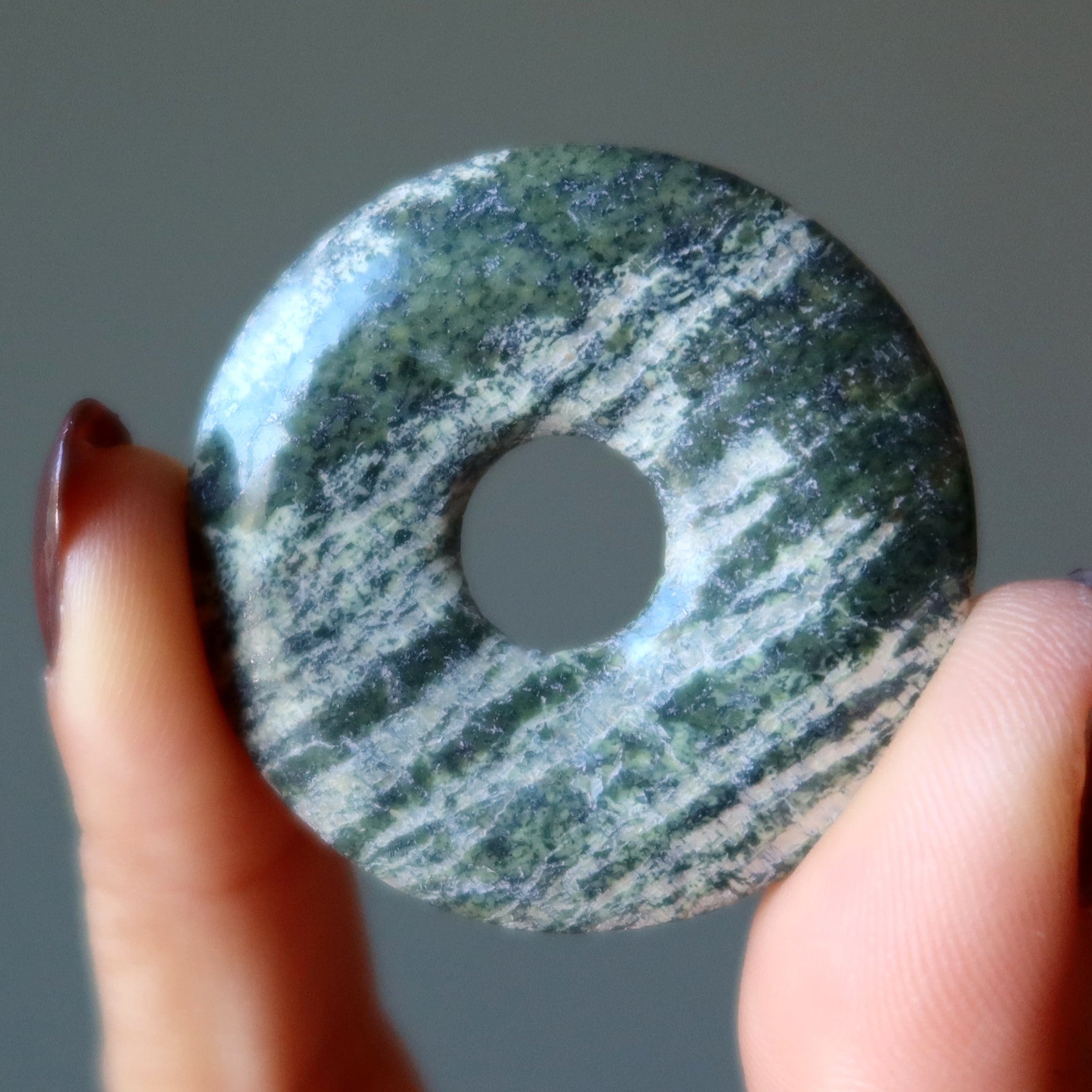 Serpentine Gemstone Donut Kundalini Stone