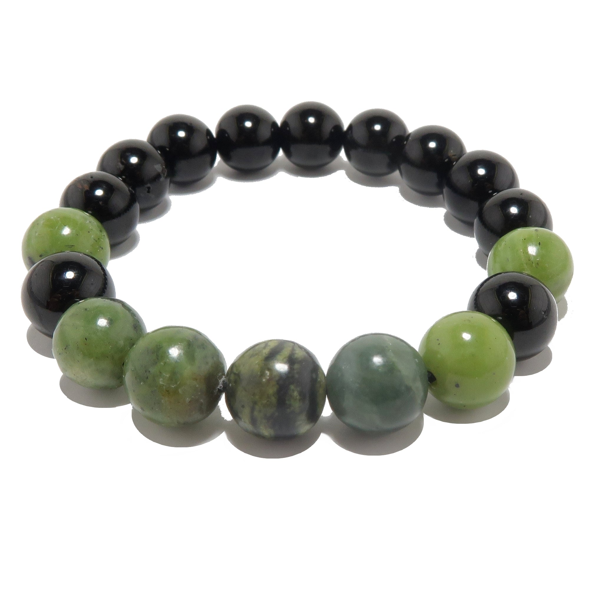 Serpentine Bracelet Black Obsidian Protective Wellness