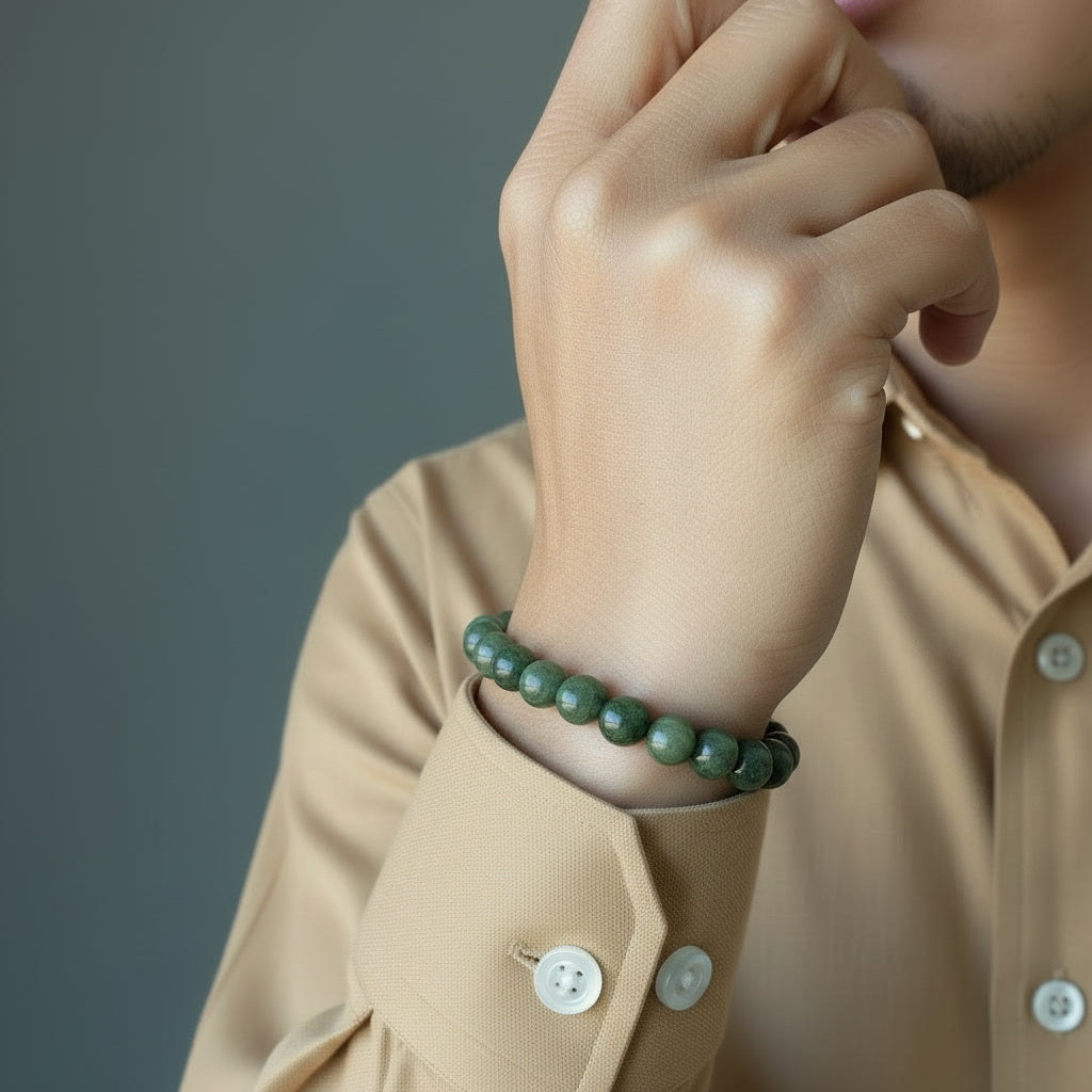 Serpentine Bracelet Dark Green Stone Enlightenment