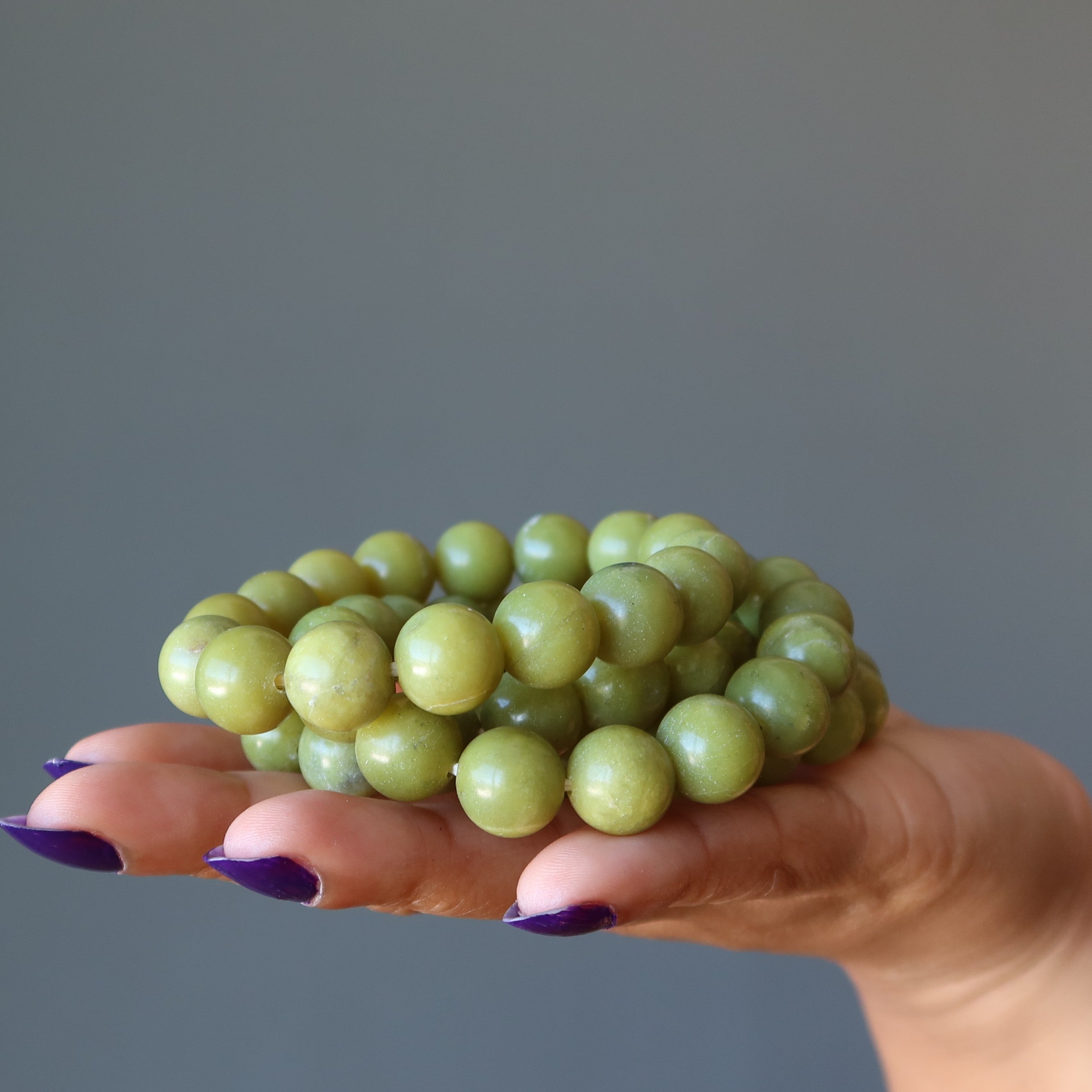 Serpentine Bracelet Olive Green Gems Past Present Future