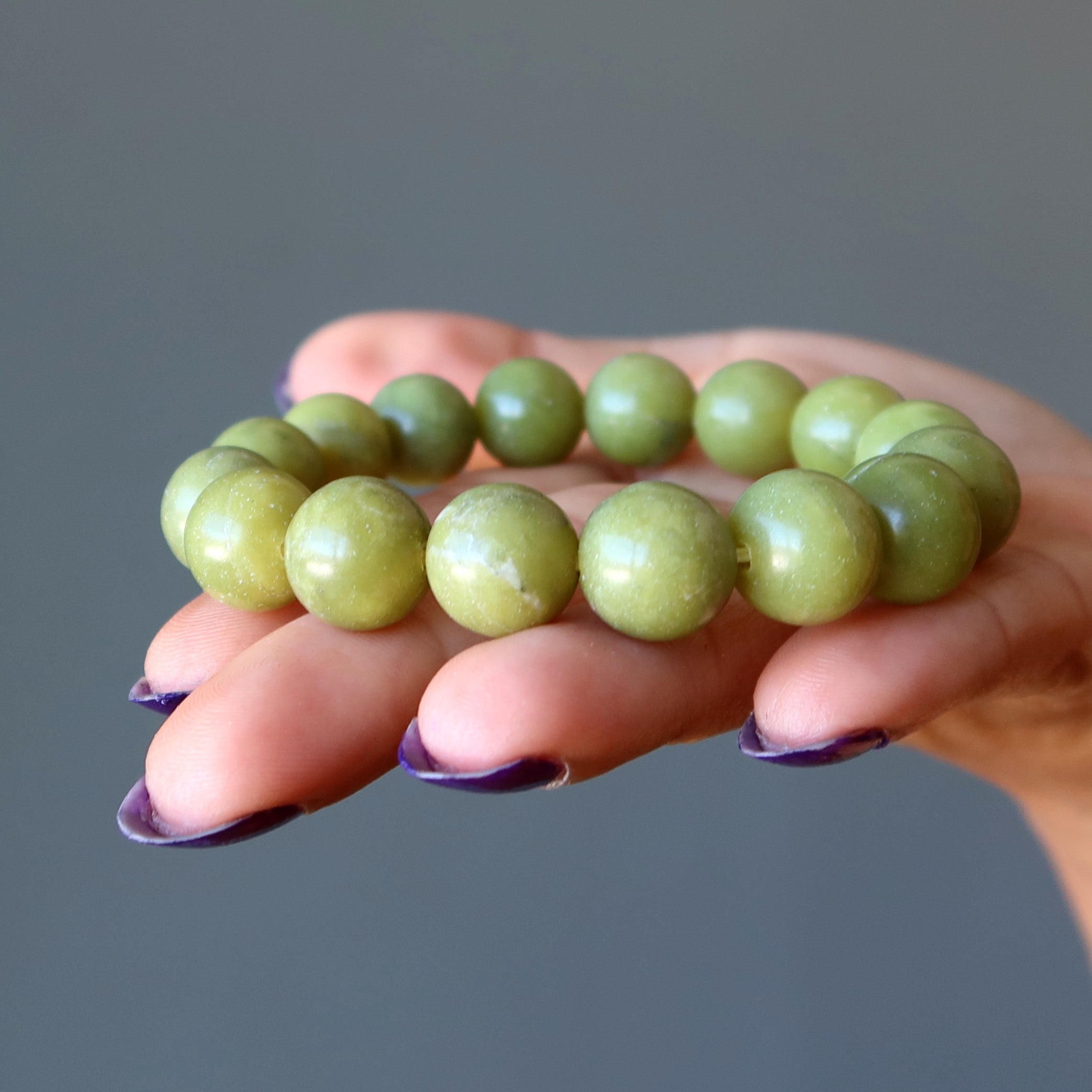 Serpentine Bracelet Olive Green Gems Past Present Future
