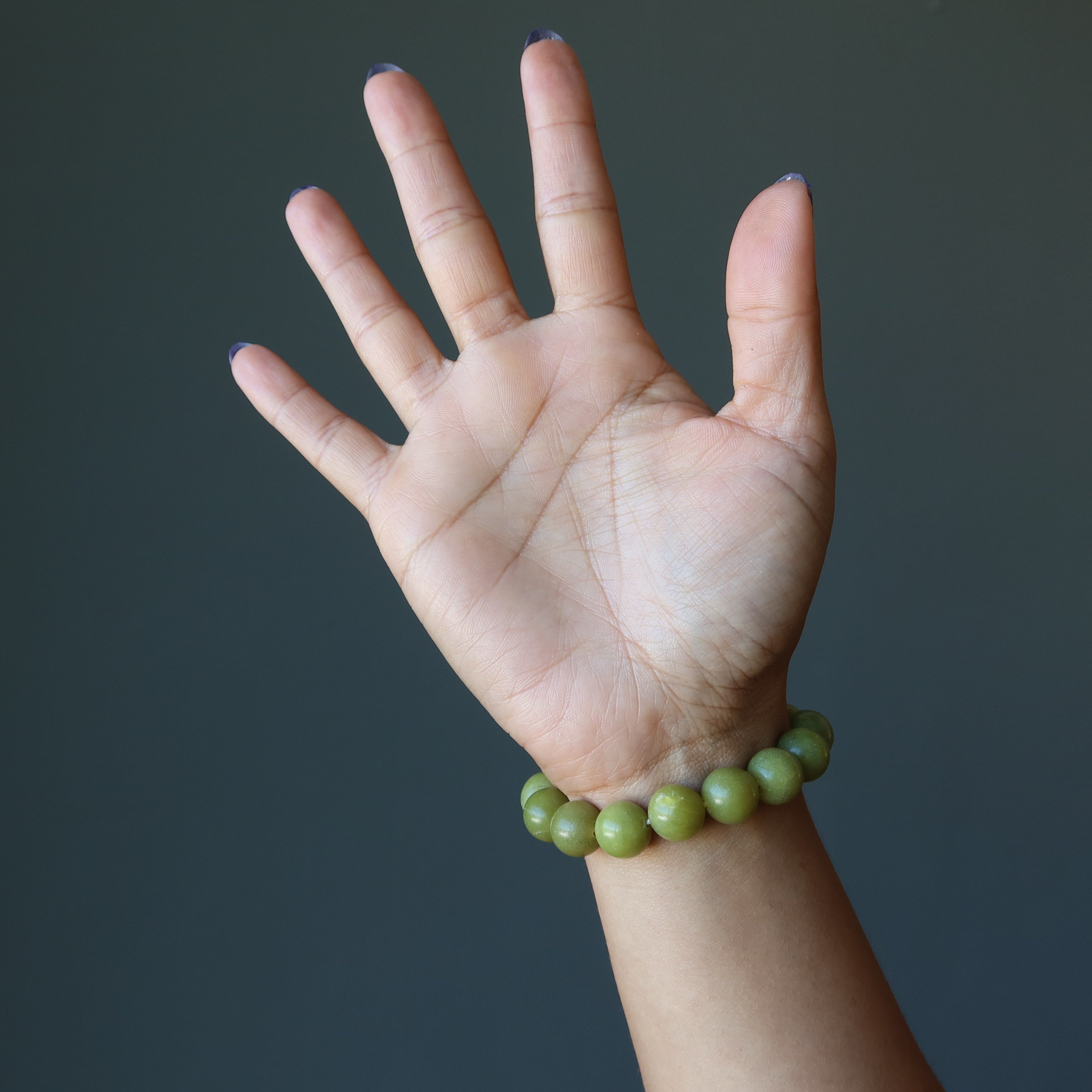 Serpentine Bracelet Olive Green Gems Past Present Future