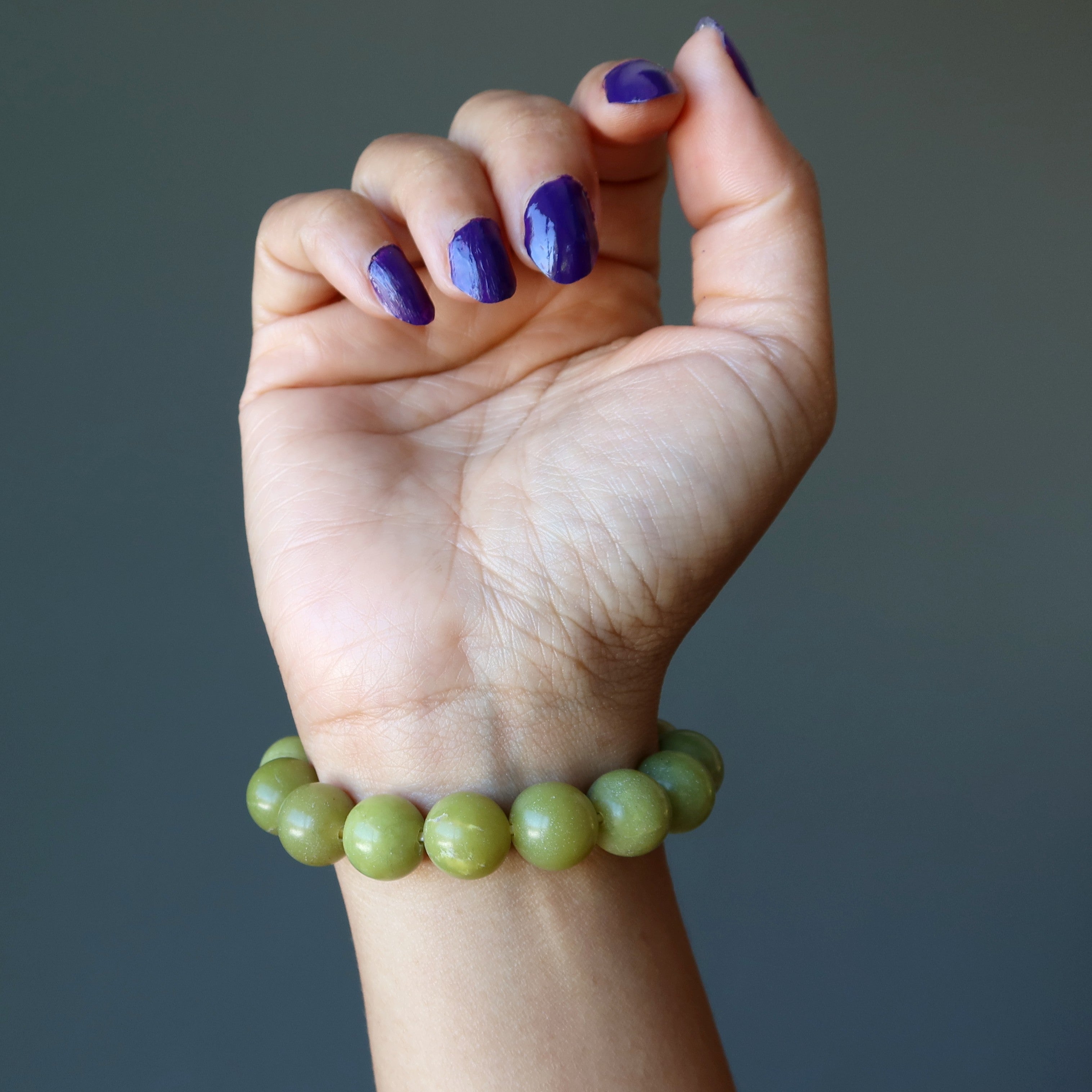 Serpentine Bracelet Olive Green Gems Past Present Future