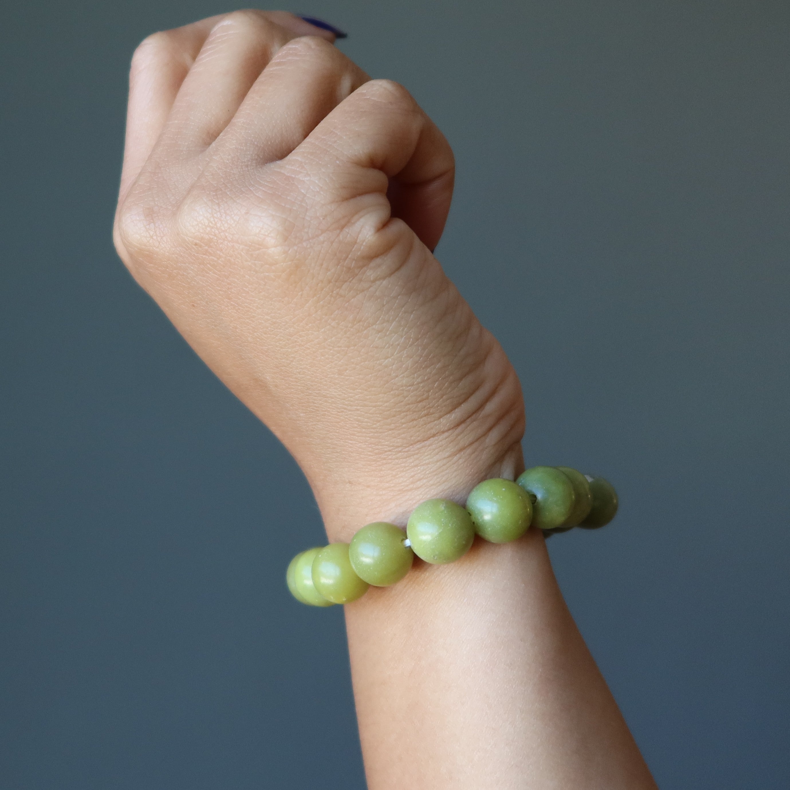 Serpentine Bracelet Olive Green Gems Past Present Future