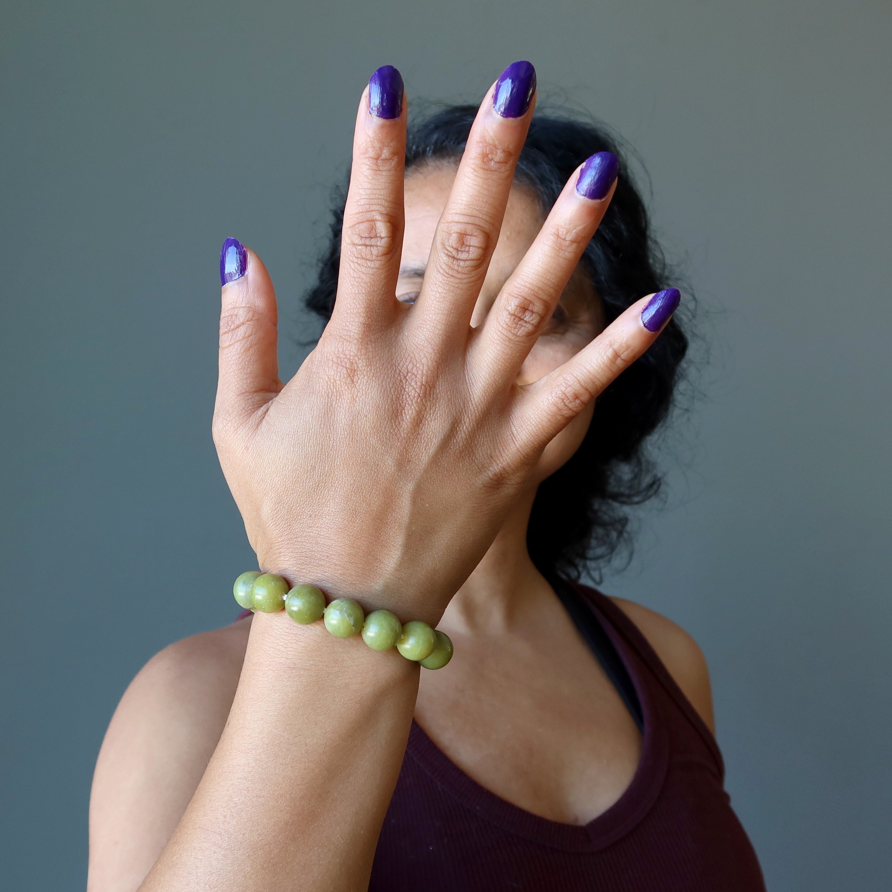 Serpentine Bracelet Olive Green Gems Past Present Future